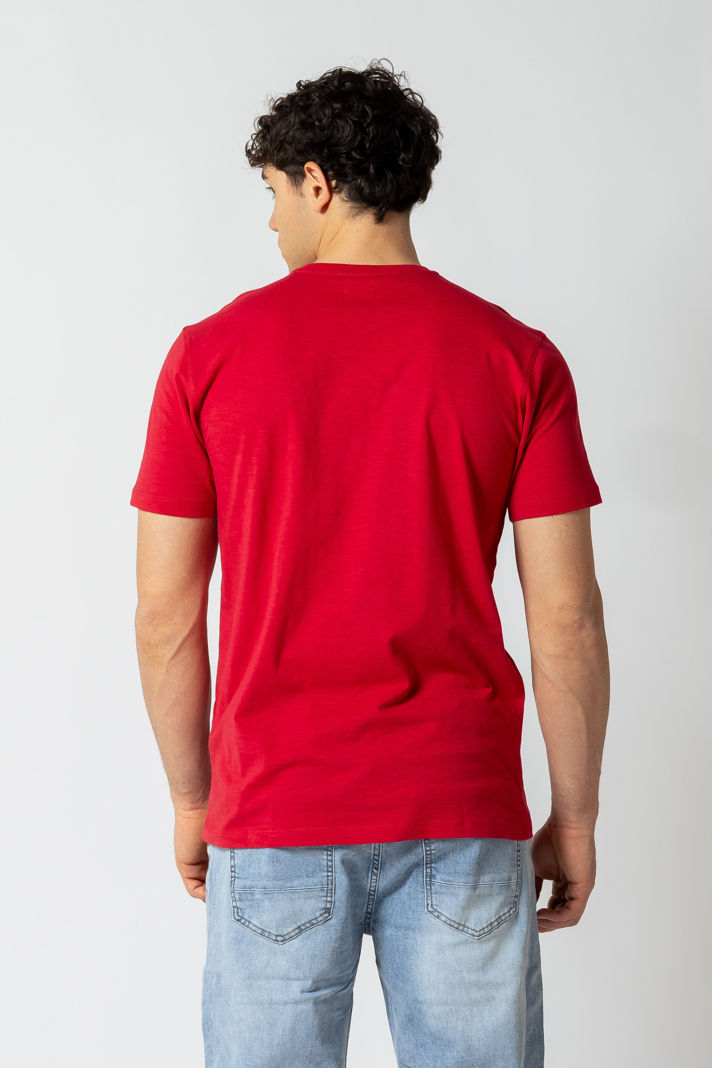 T-Shirt con inserto effetto chambray |Colore:Corallo