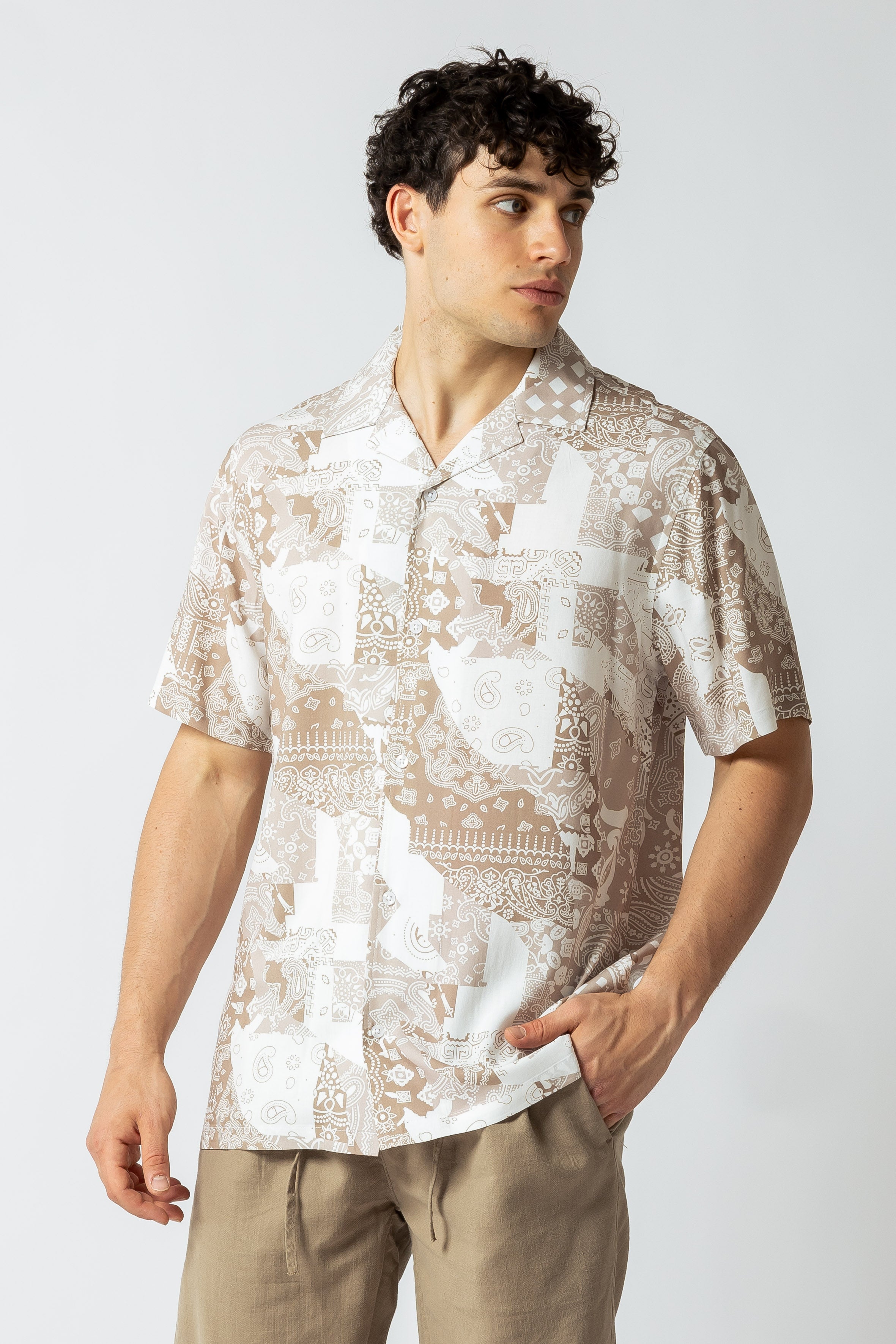 Camicia maniche corte Bnadage|Colore:Sabbia