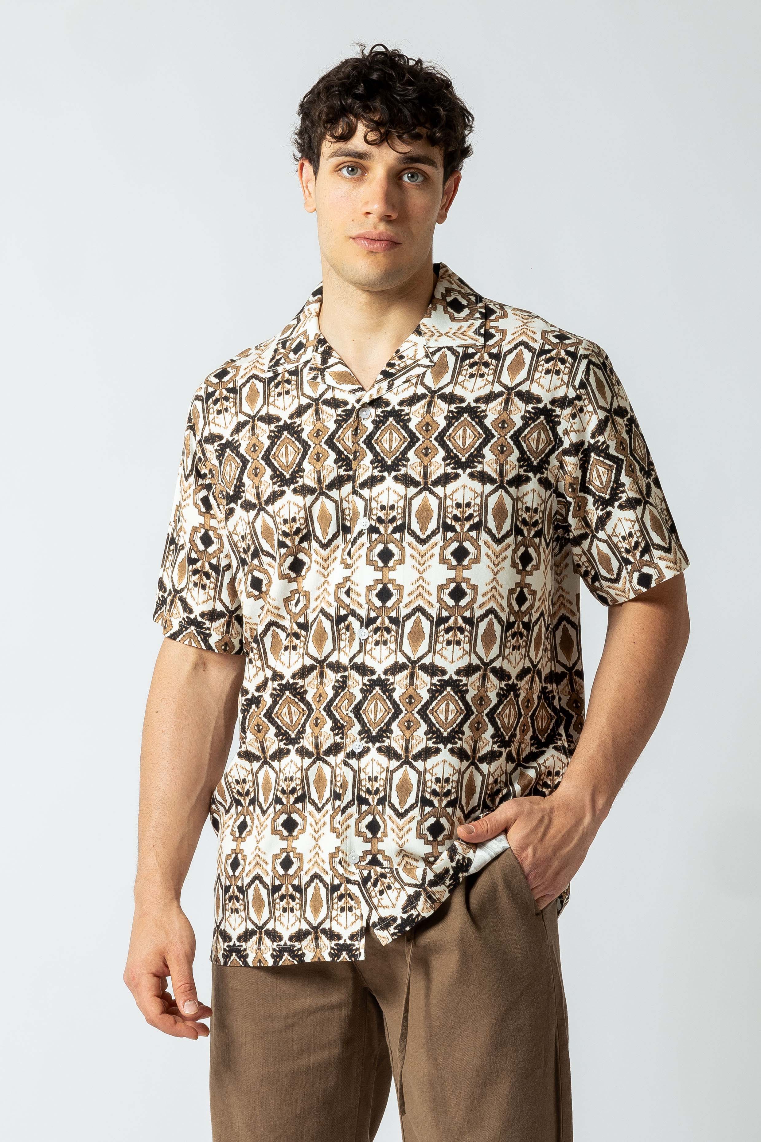 Camicia con stampa azteca|Colore:Seppia
