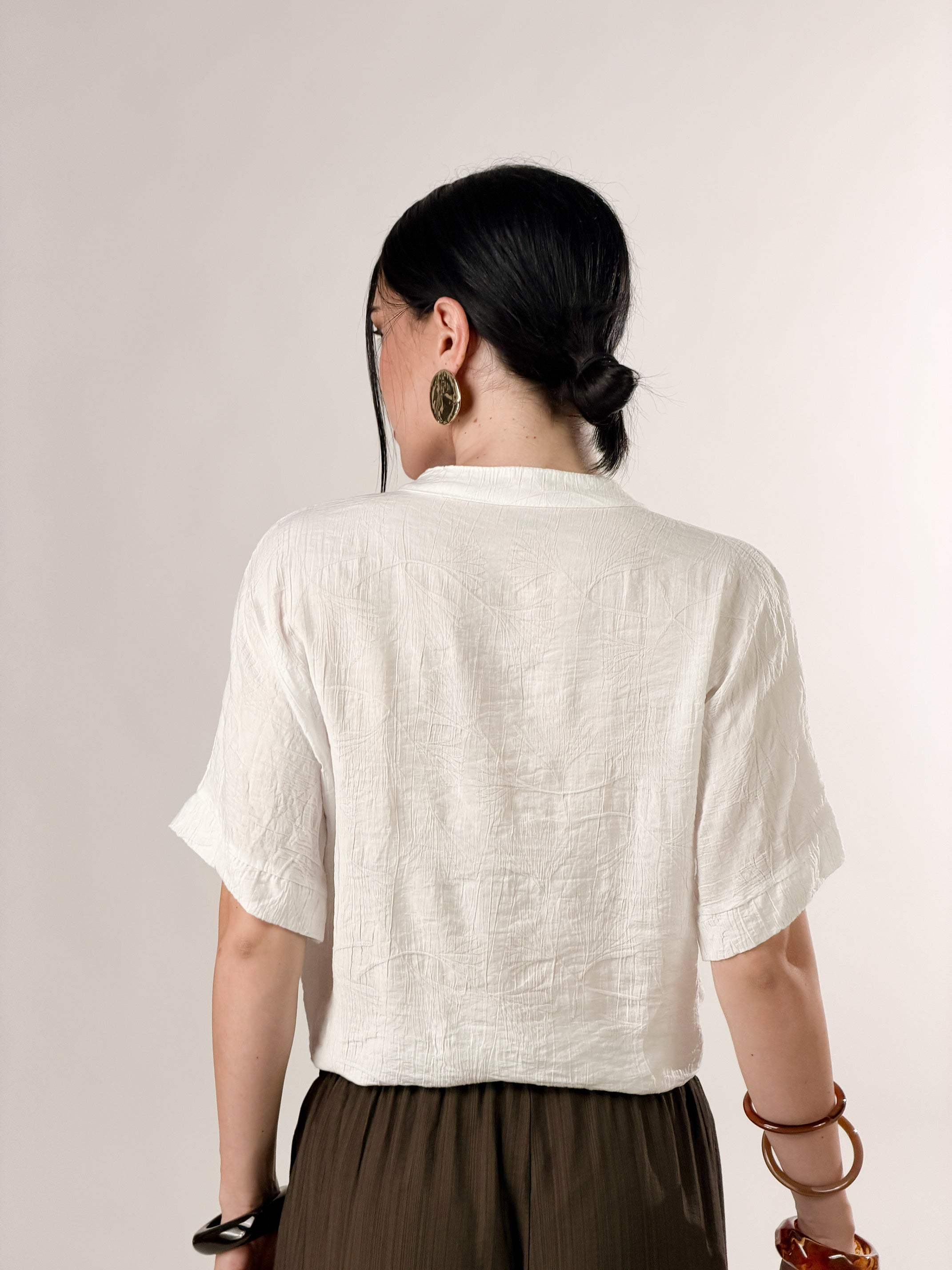Camicia in tessuto strutturato|Colore:Bianco