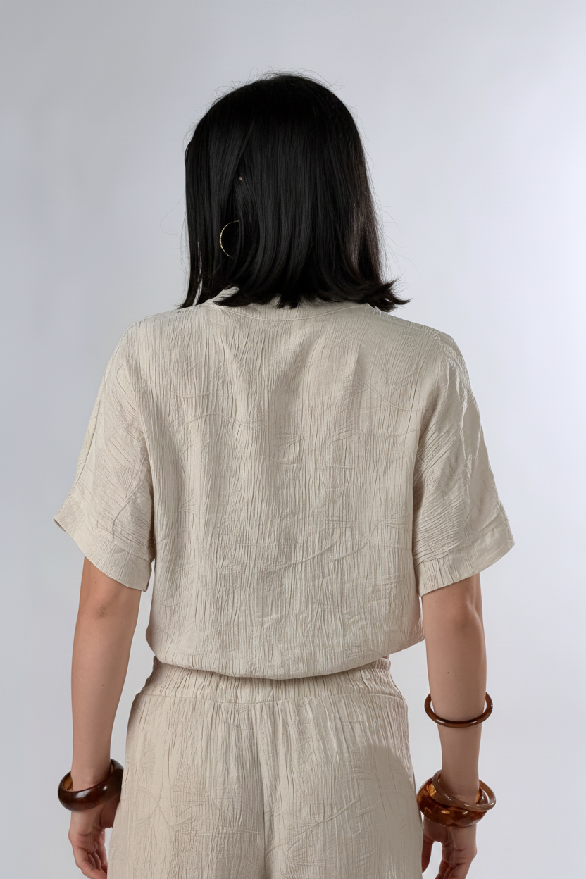 Camicia in tessuto strutturato|Colore:Beige