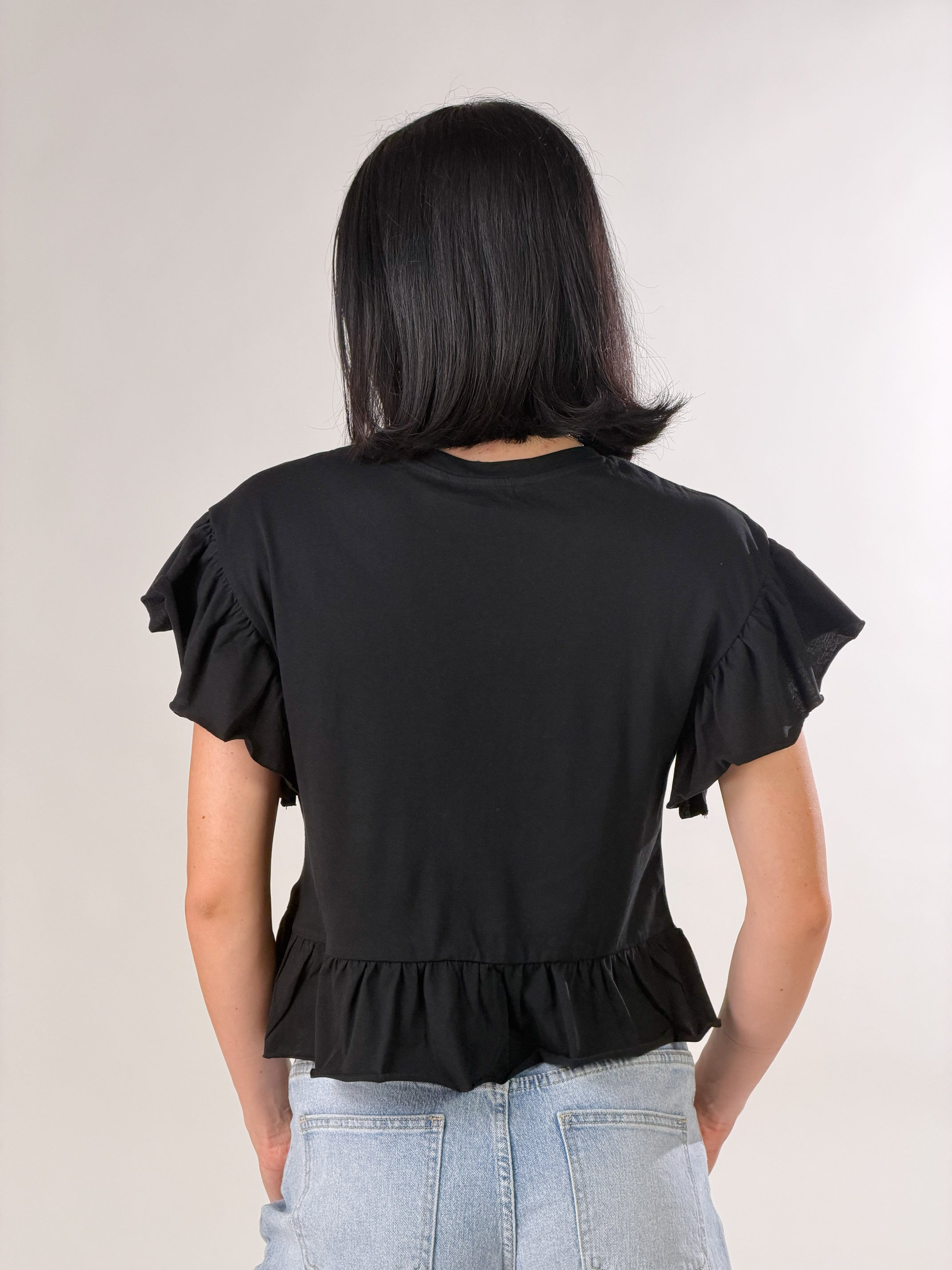 T-Shirt rouches|Colore:Nero