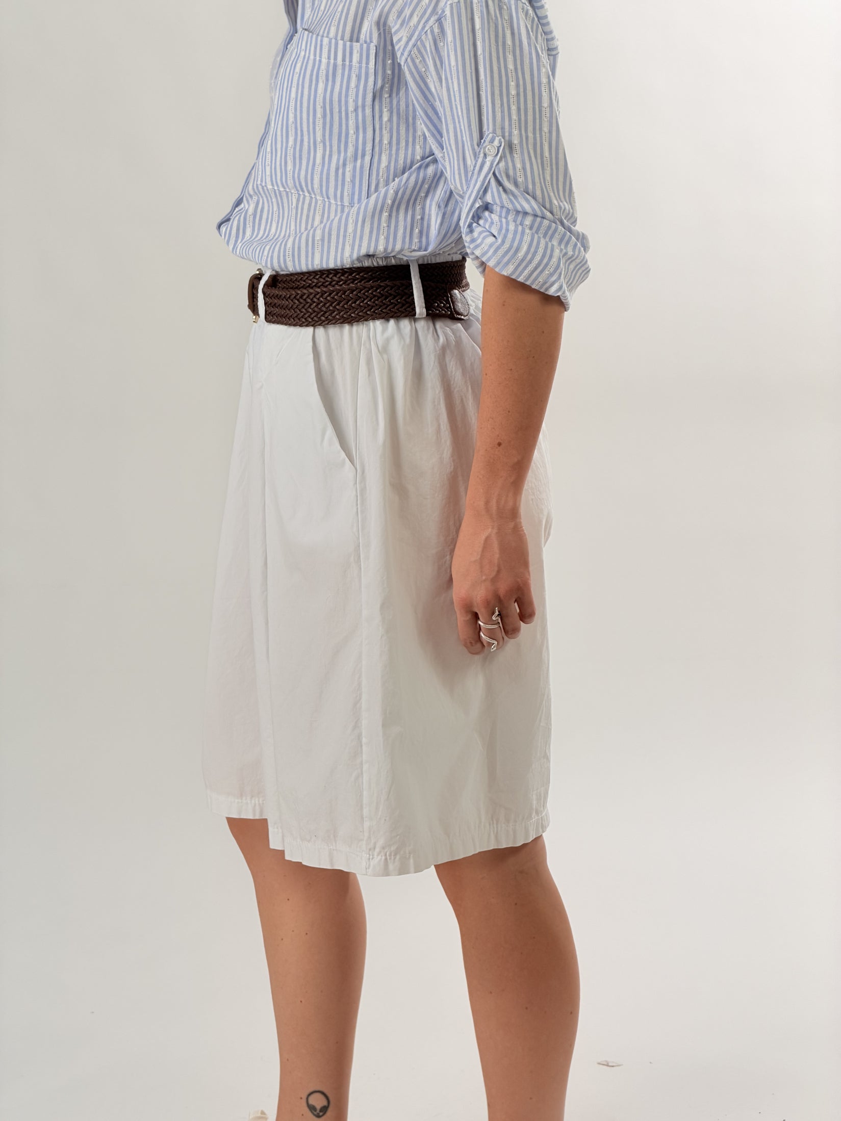 Bermuda con cintura intrecciata|Colore:Bianco