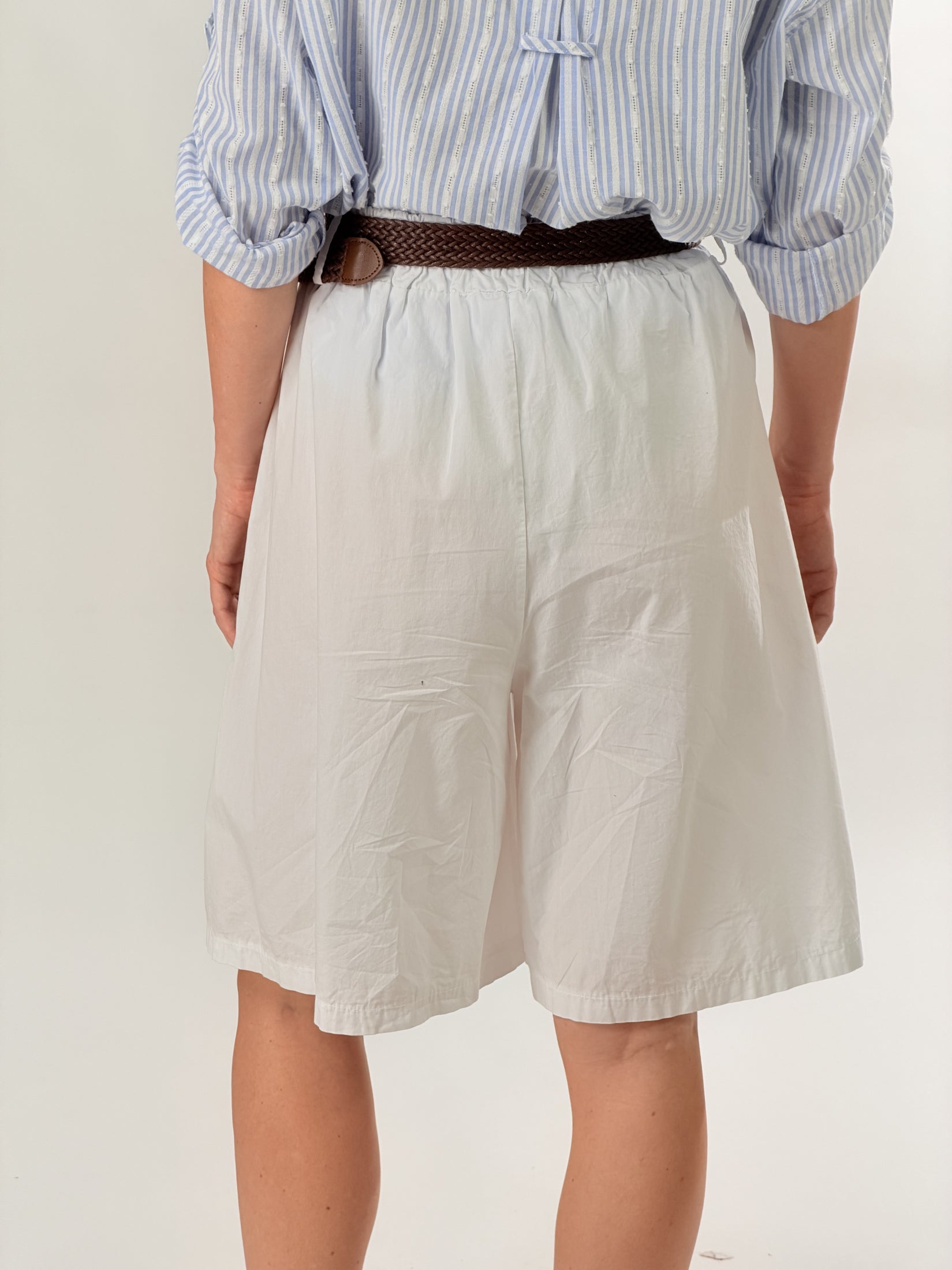 Bermuda con cintura intrecciata|Colore:Bianco