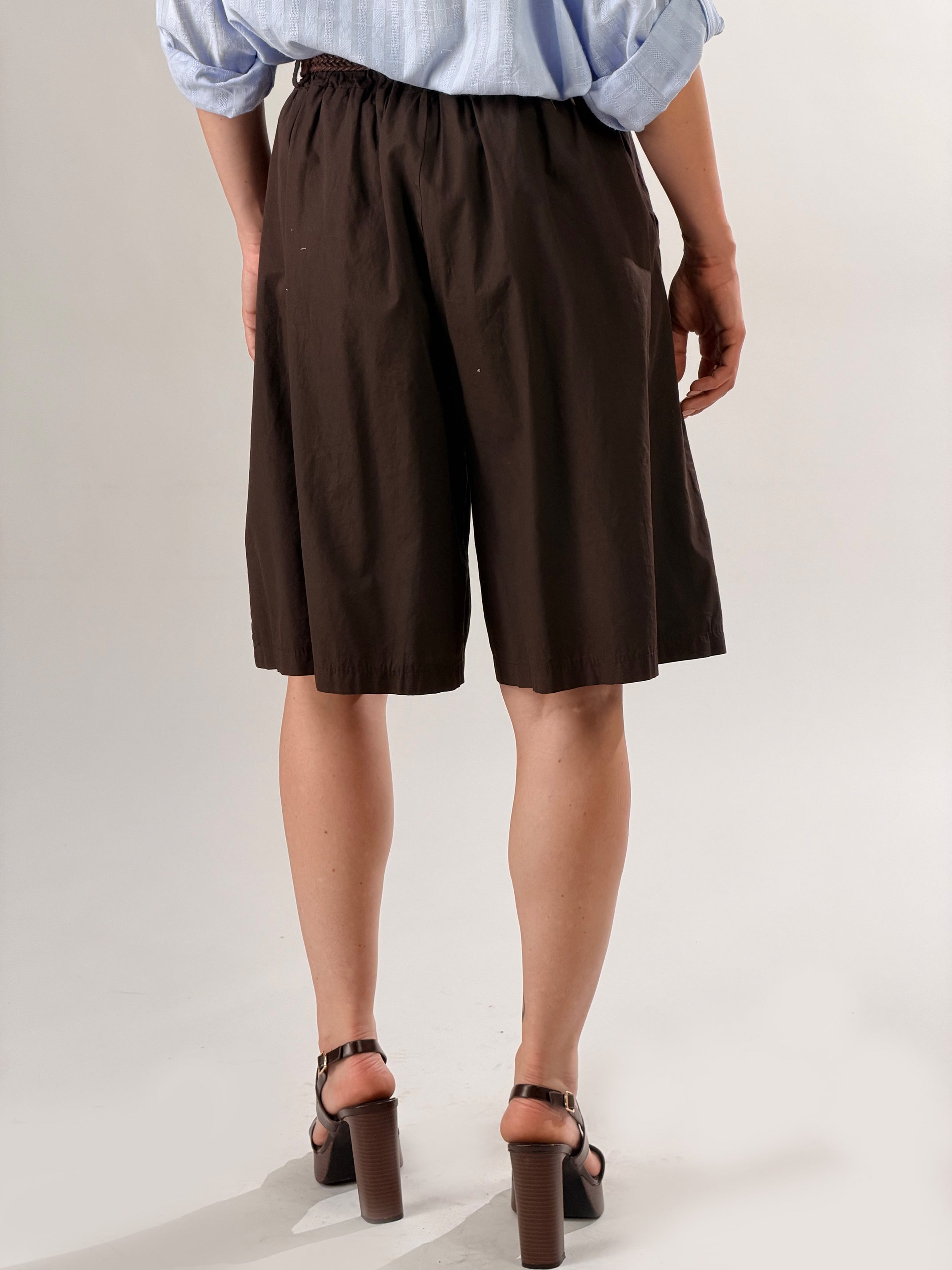 Bermuda con cintura intrecciata|Colore:Marrone