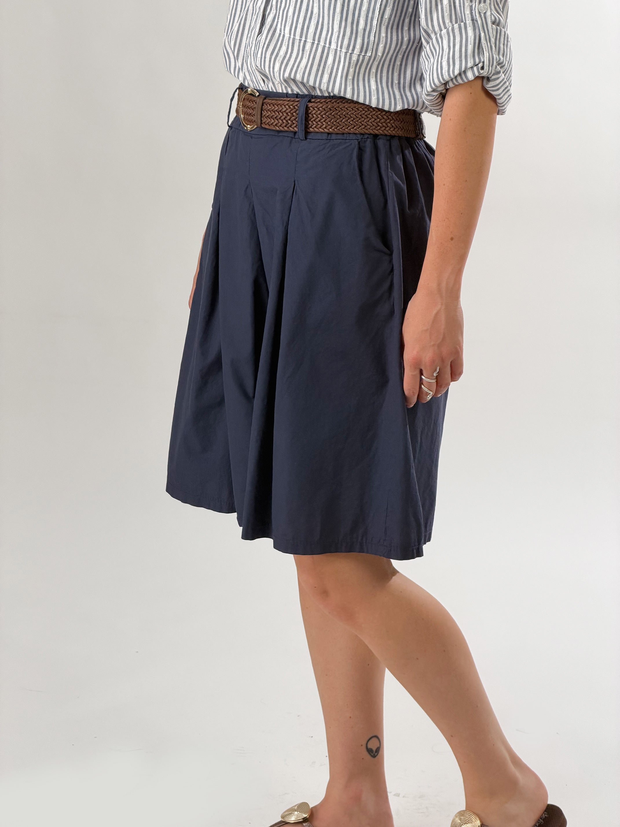 Bermuda con cintura intrecciata|Colore:Blu