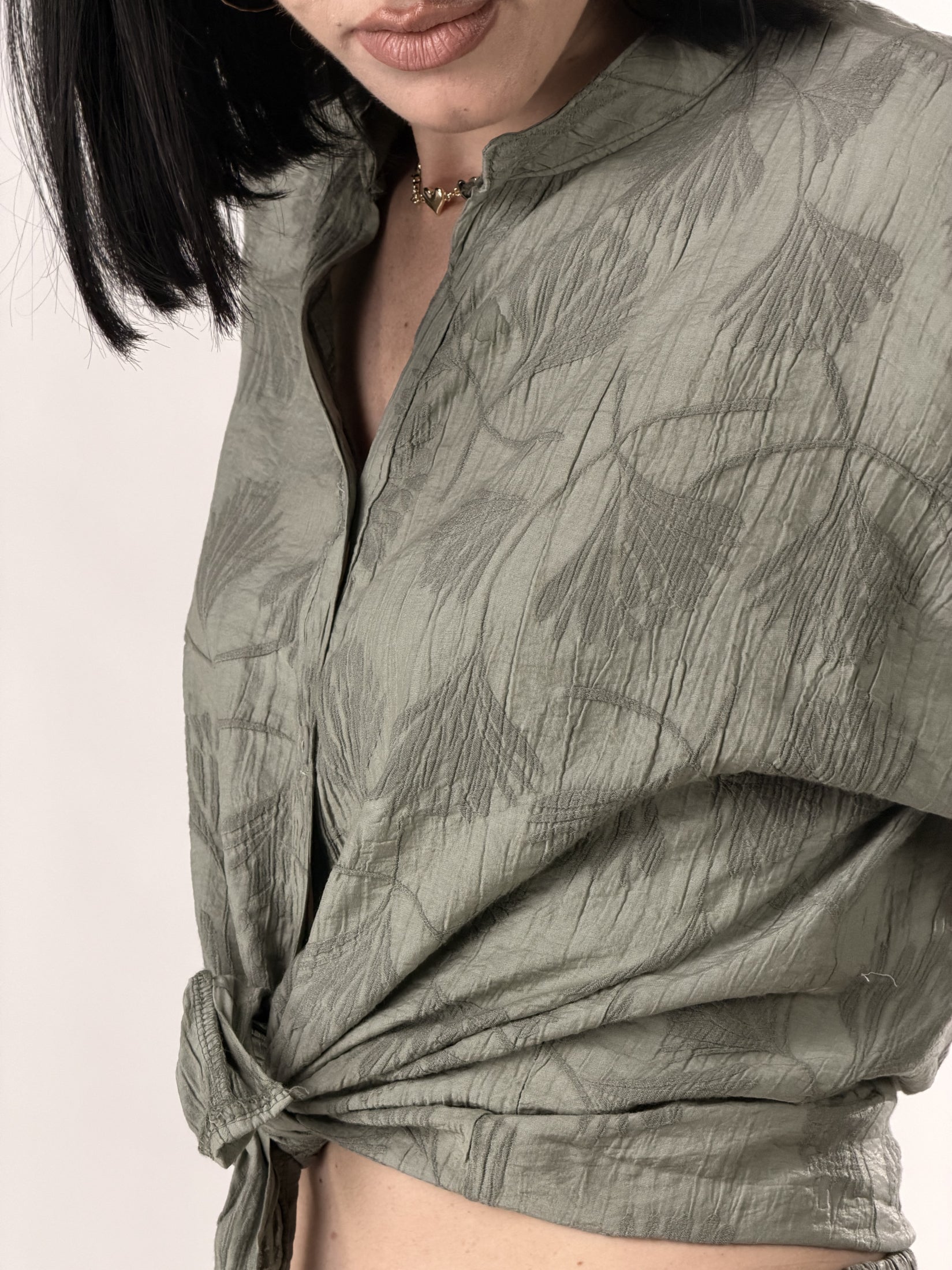 Camicia in tessuto strutturato|Colore:Verde chiaro