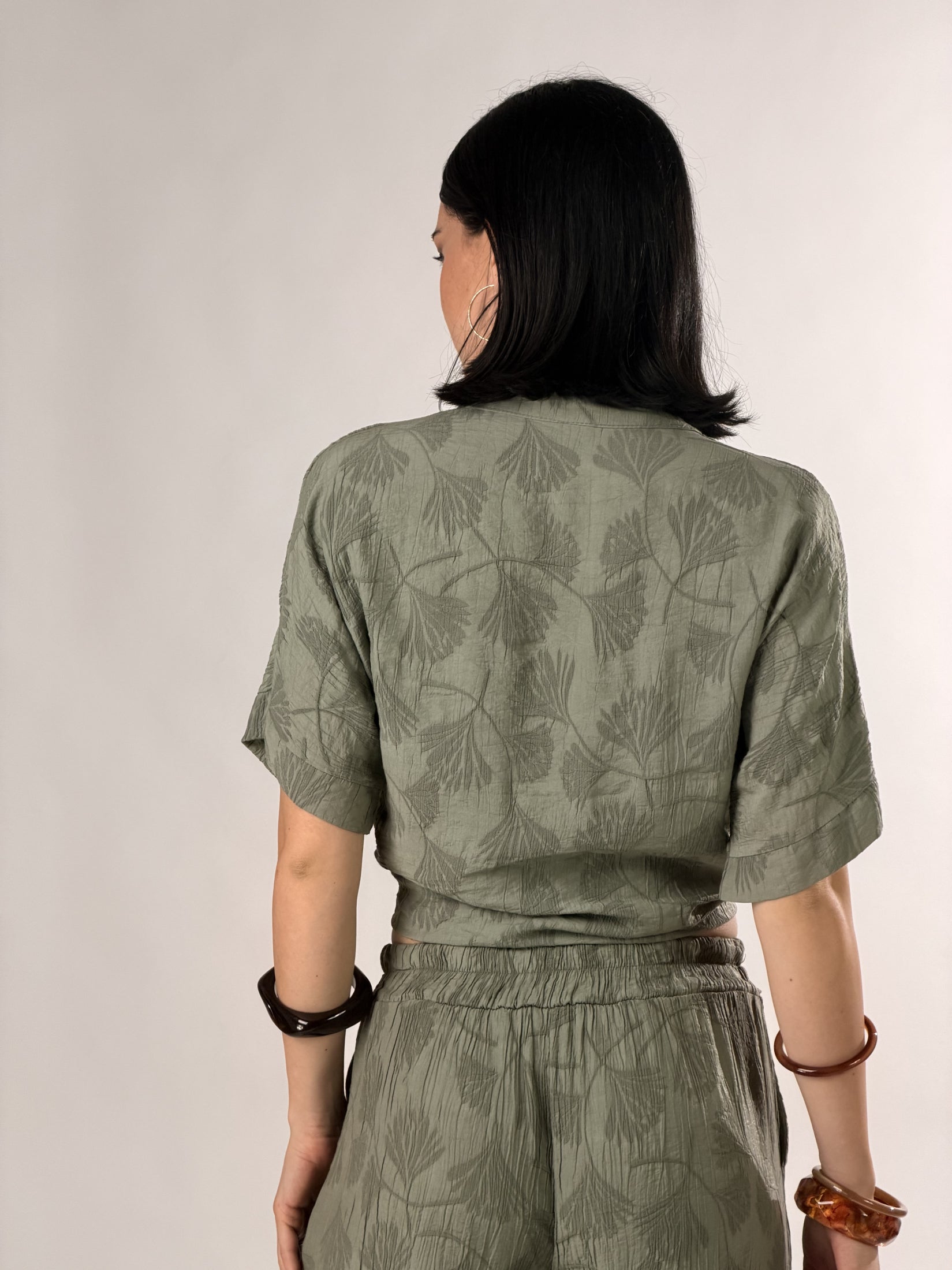 Camicia in tessuto strutturato|Colore:Verde chiaro