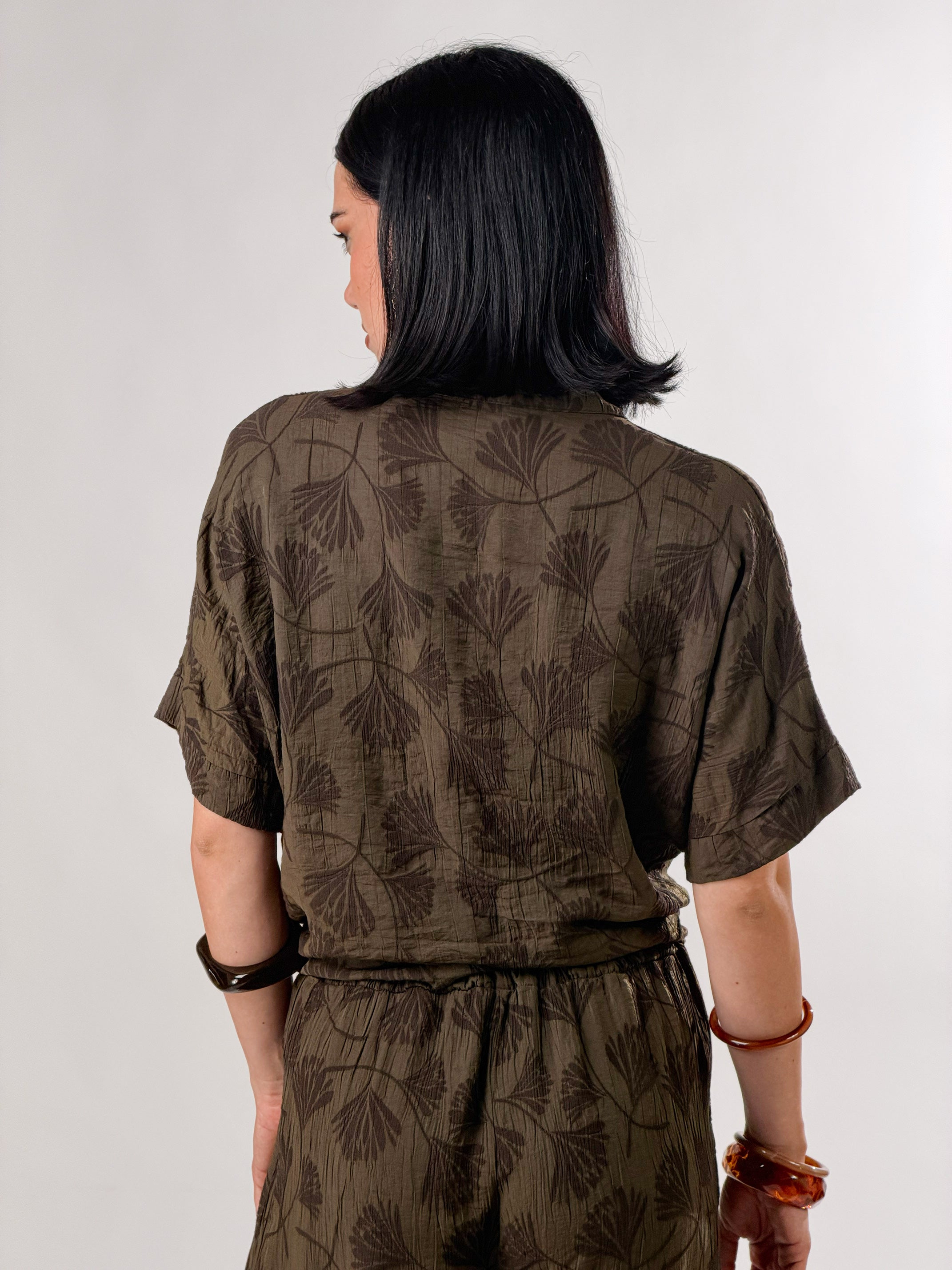 Camicia in tessuto strutturato|Colore:Marrone