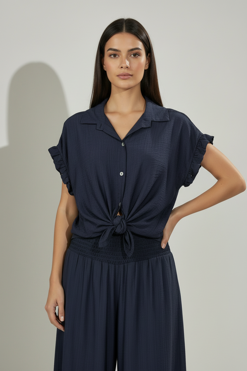 Camicia manica ad aletta con nodo|Colore:Blue