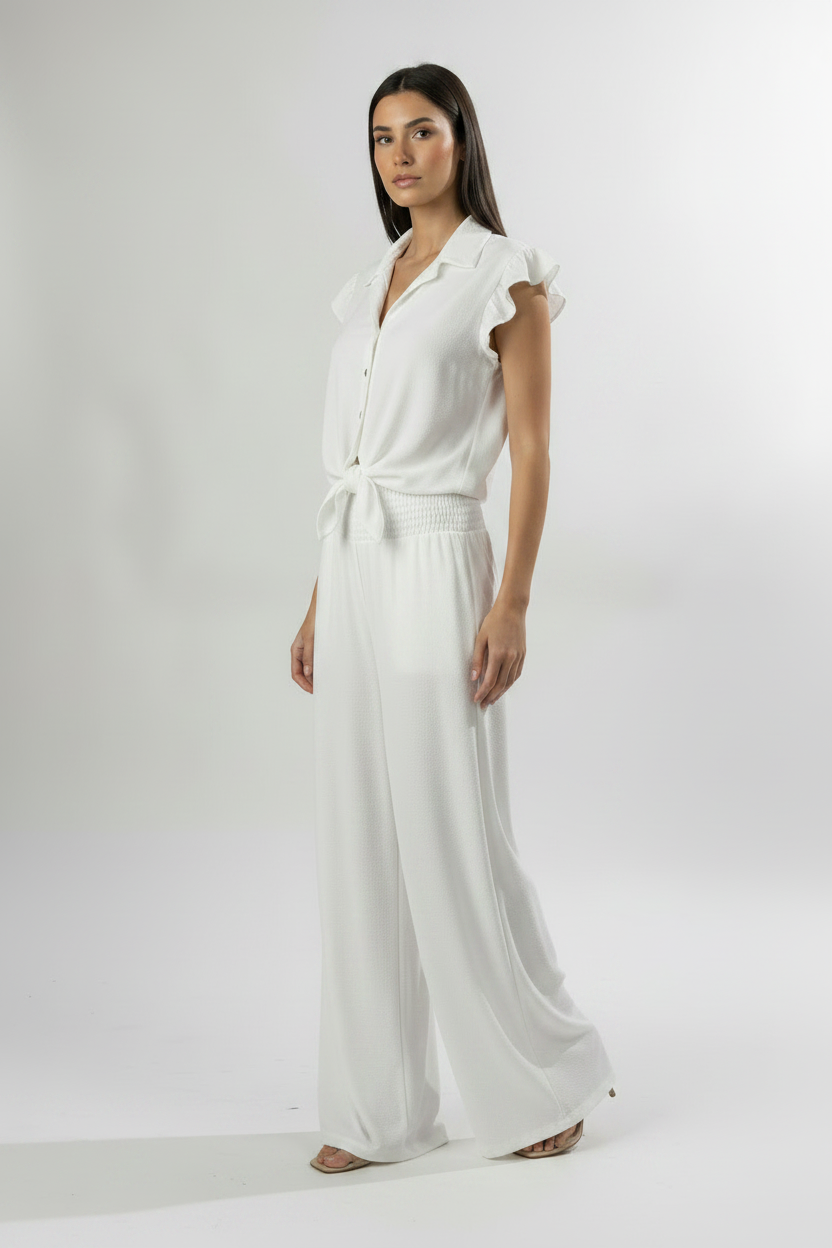 Camicia manica ad aletta con nodo|Colore:Bianco