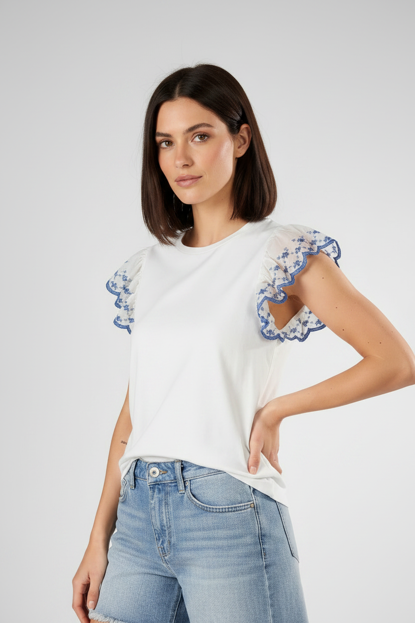 T-Shirt Costa azzurra|Colore:Bianco latte