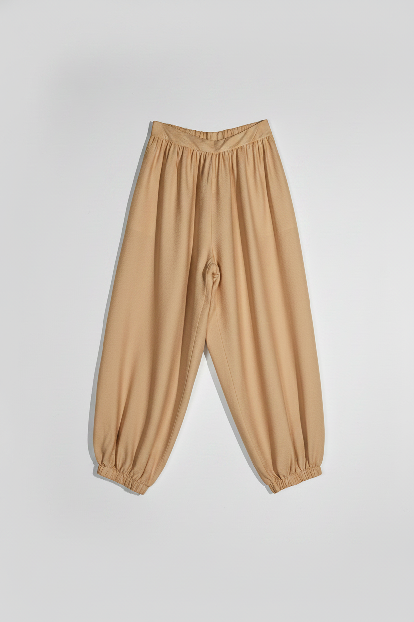 Pantalone harem con elastico alla caviglia|Colore:Miele