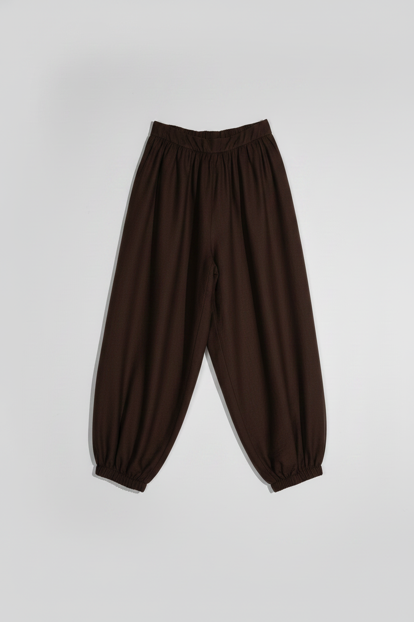 Pantalone harem con elastico alla caviglia|Colore:Caffe
