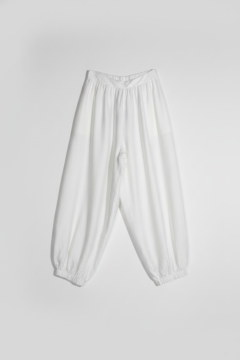 Pantalone harem con elastico alla caviglia|Colore:Panna