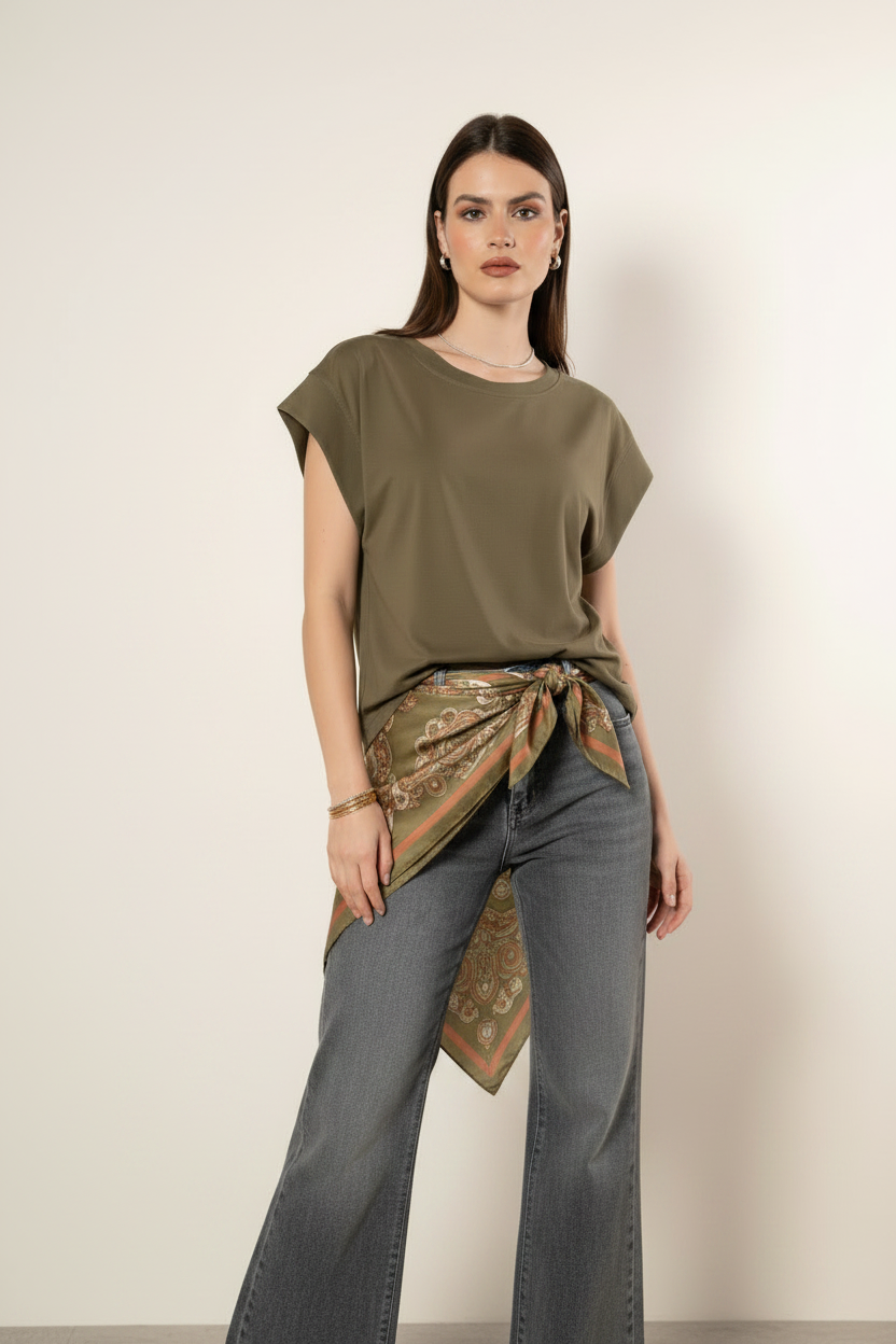 T- shirt manica ampia|Colore:Salvia