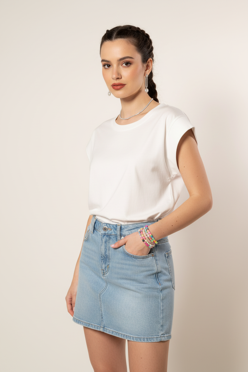 T- shirt manica ampia|Colore:Bianco latte