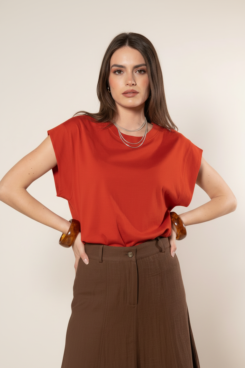 T- shirt manica ampia|Colore:Ruggine