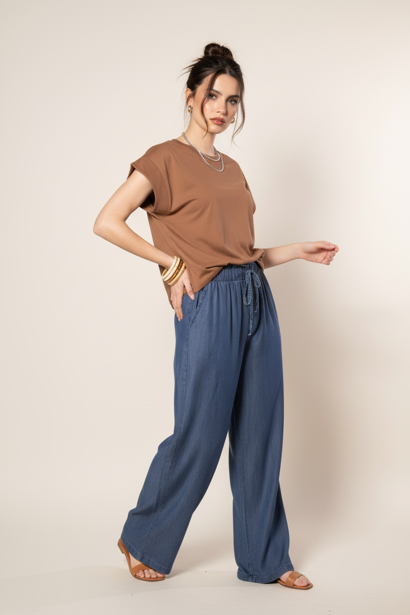T- shirt manica ampia|Colore:Nocciola