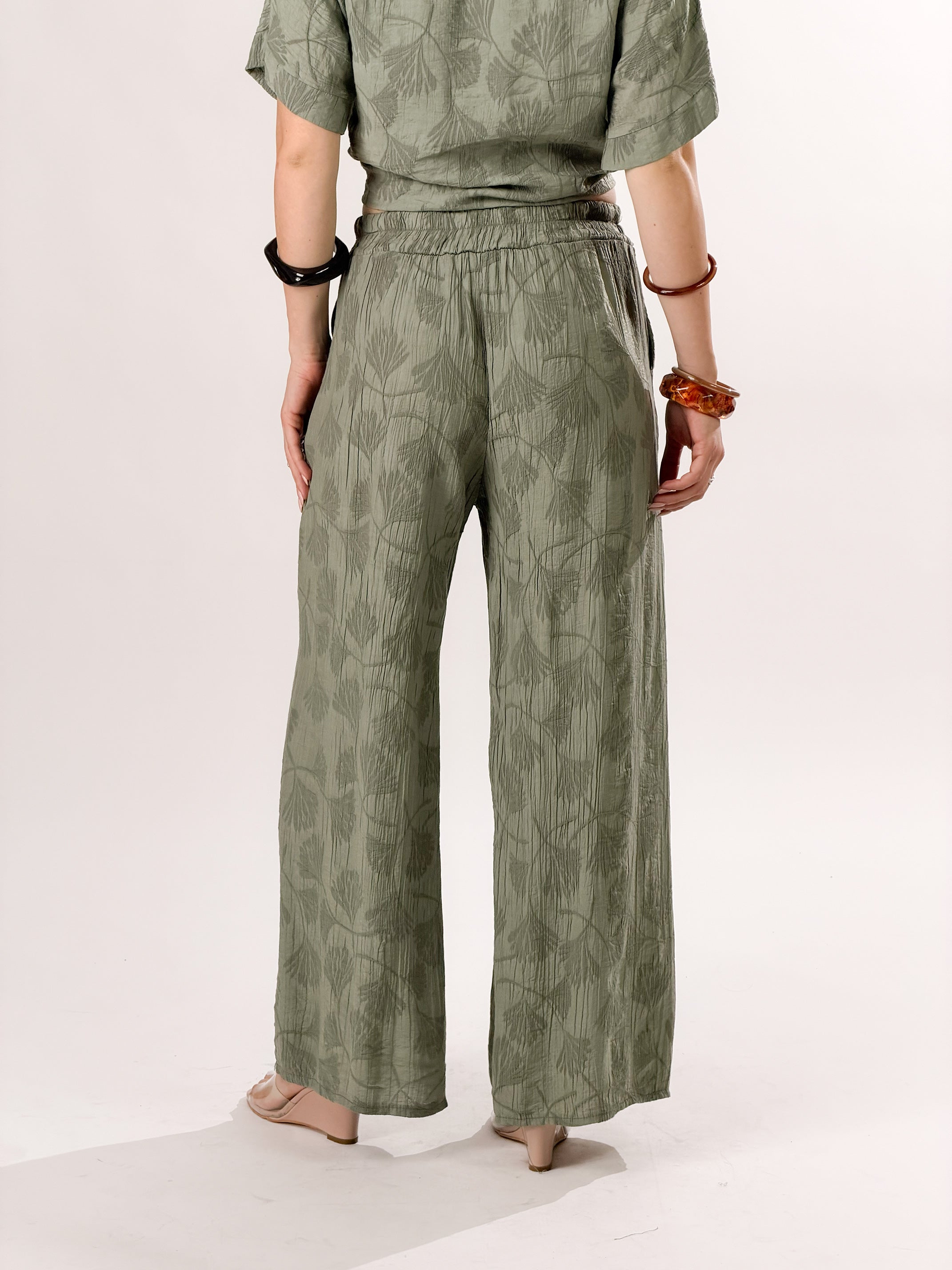 Pantalone in tessuto strutturato|Colore:Verde chiaro