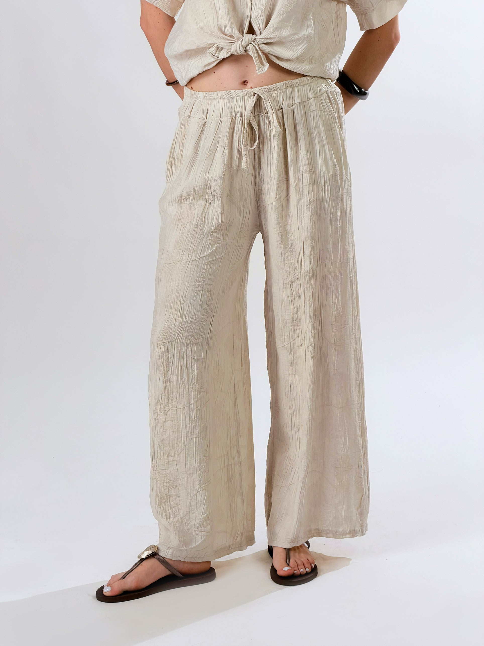 Pantalone in tessuto strutturato|Colore:Beige