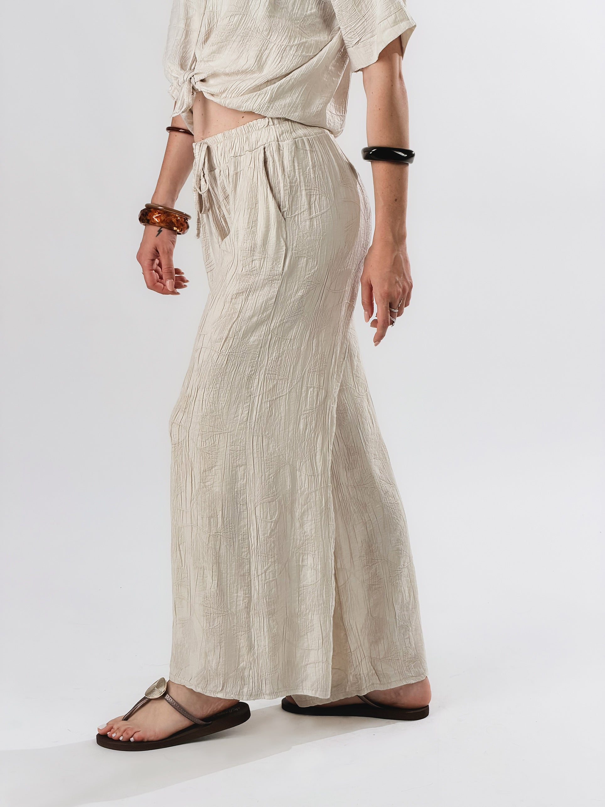Pantalone in tessuto strutturato|Colore:Beige