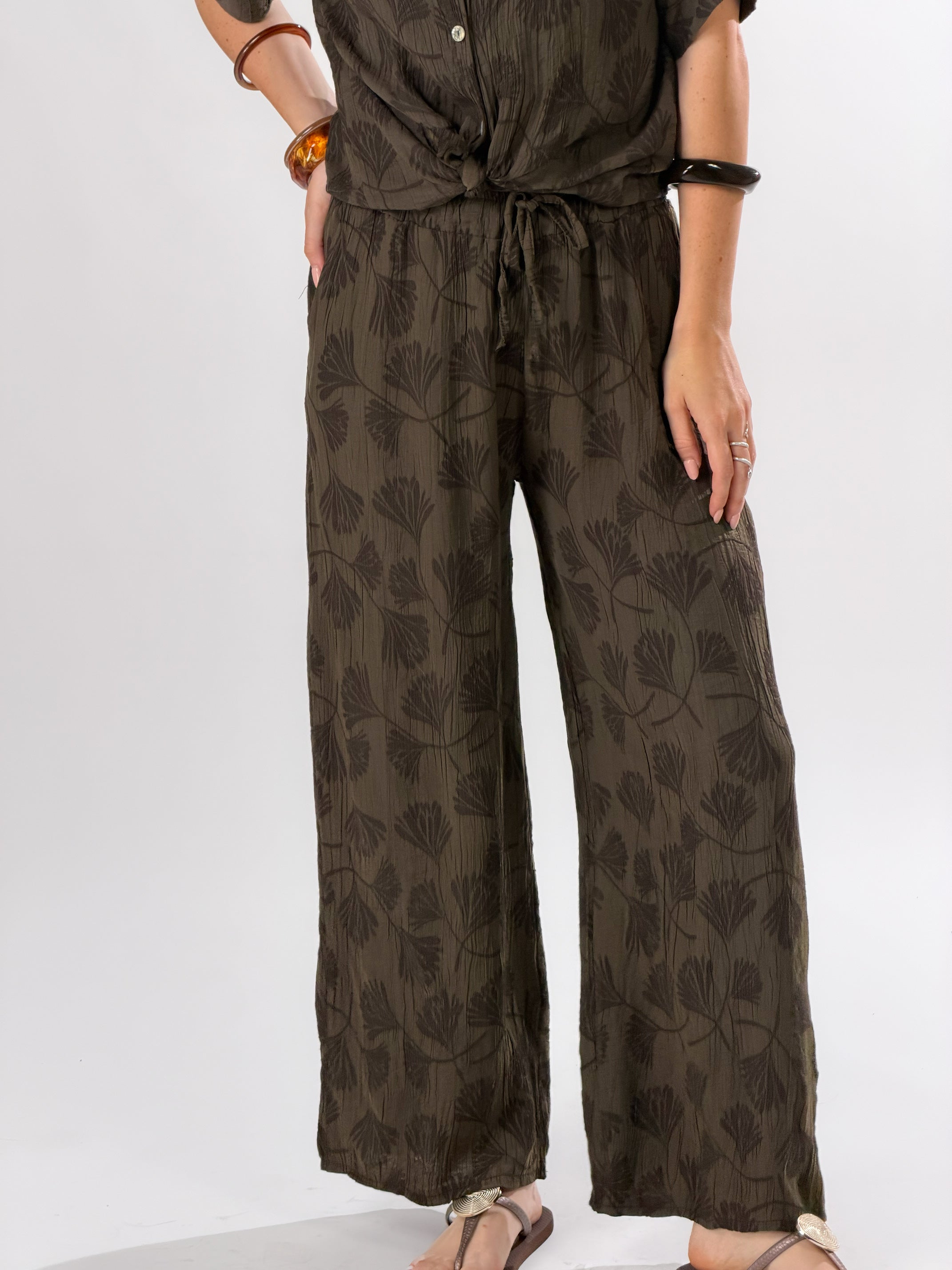Pantalone in tessuto strutturato|Colore:Marrone