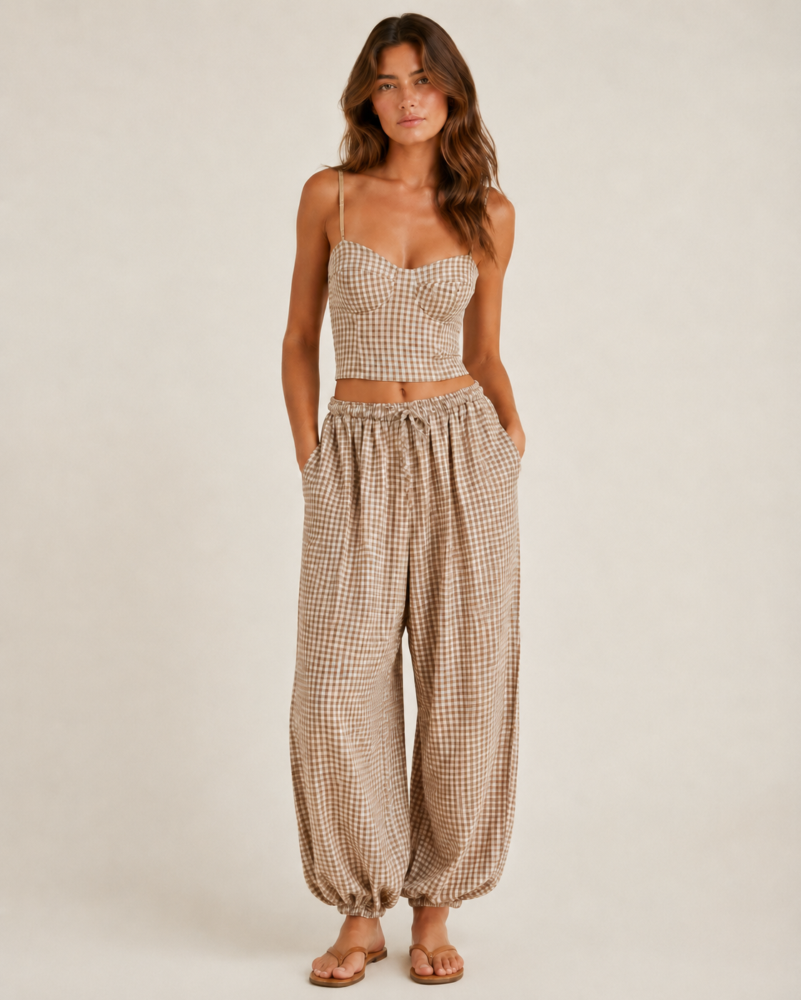 Coordinato  Vichy|Colore:Fango
