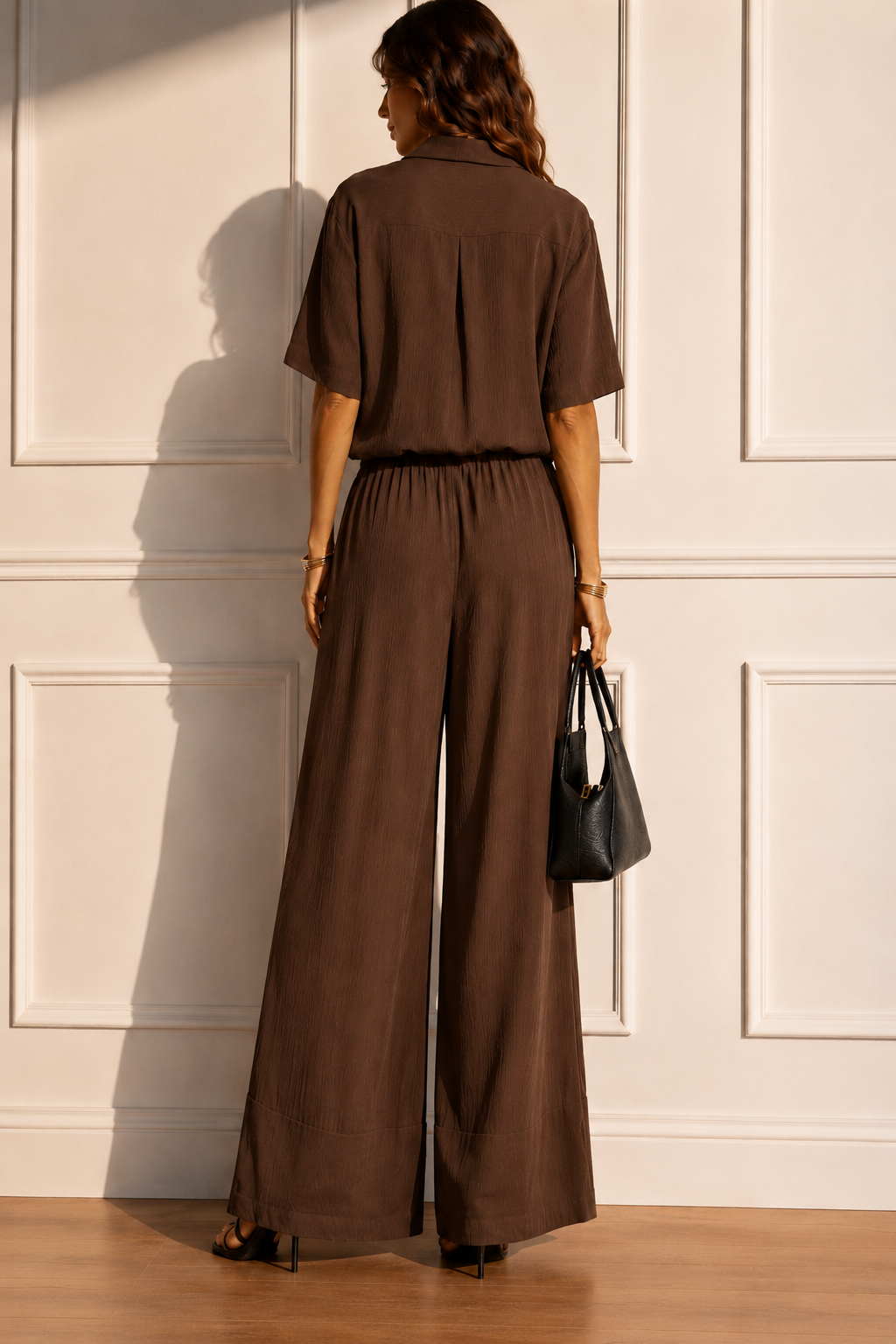 Pantaloni con coulisse e nappine|Colore:Marrone