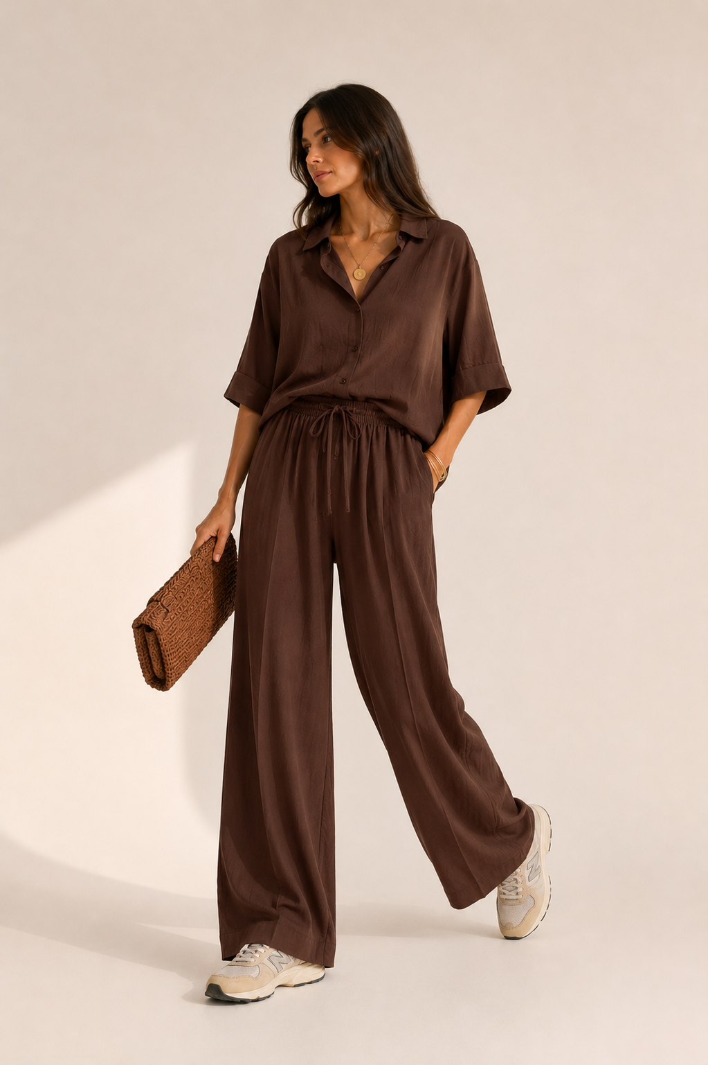 Pantalaccio con laccetto frontale|Colore:Marrone