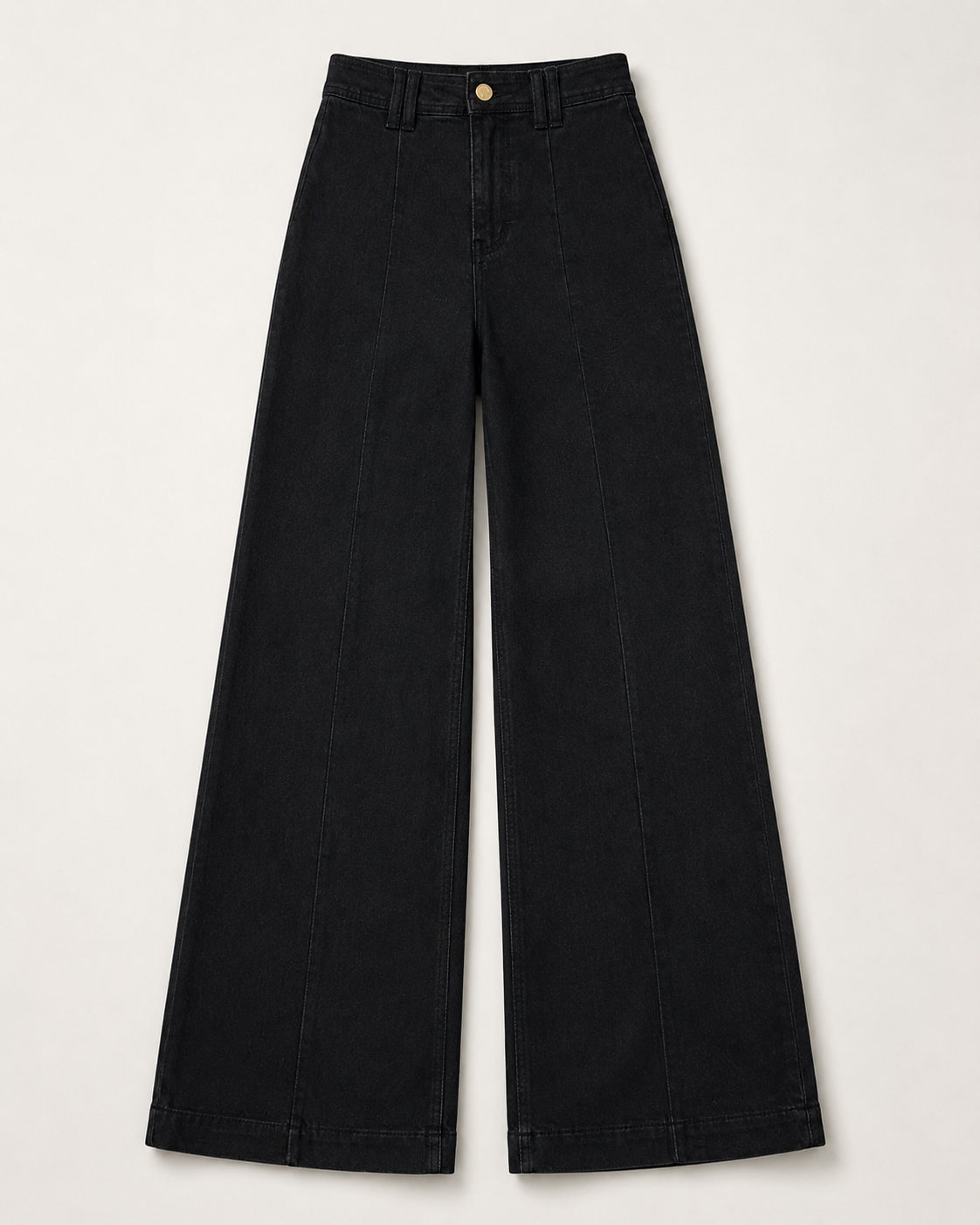 Jeans vita alta con cucitura centrale|Colore:Nero