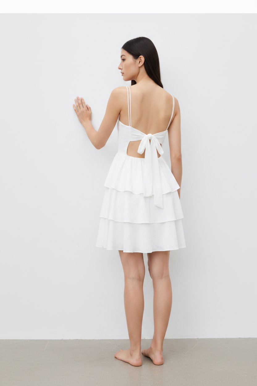Abito con corpetto a triangoli|Colore:Bianco
