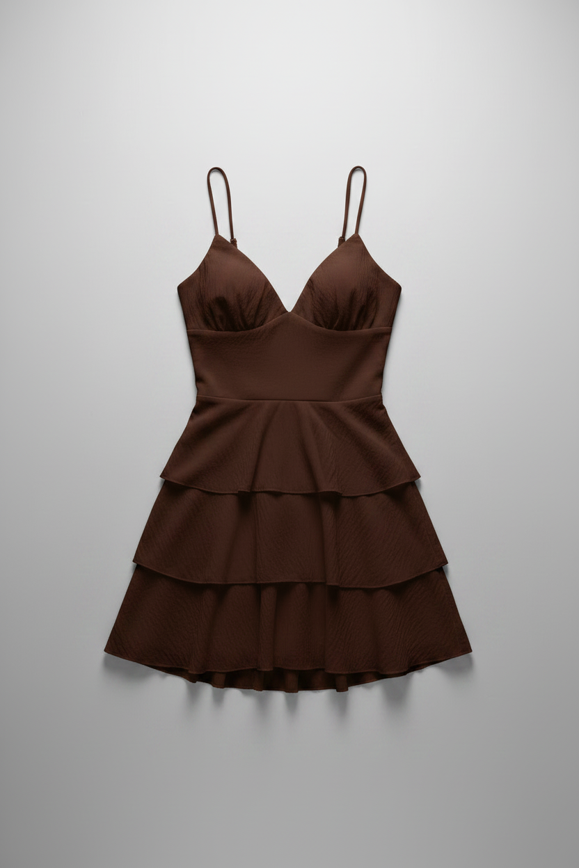 Abito con corpetto a triangoli|Colore:Marrone