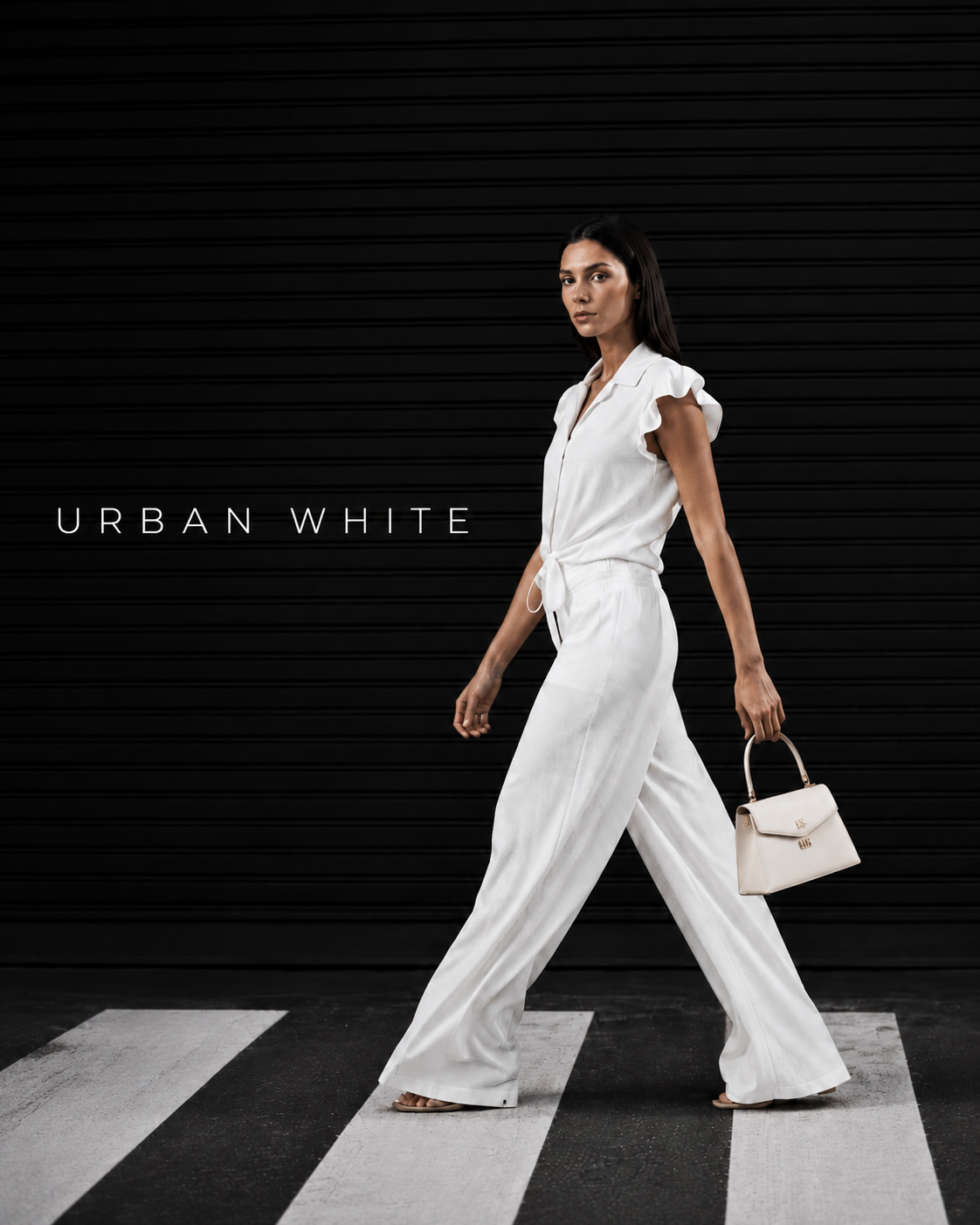 Pantalone con fascia alta a nido d'ape|Colore:Bianco