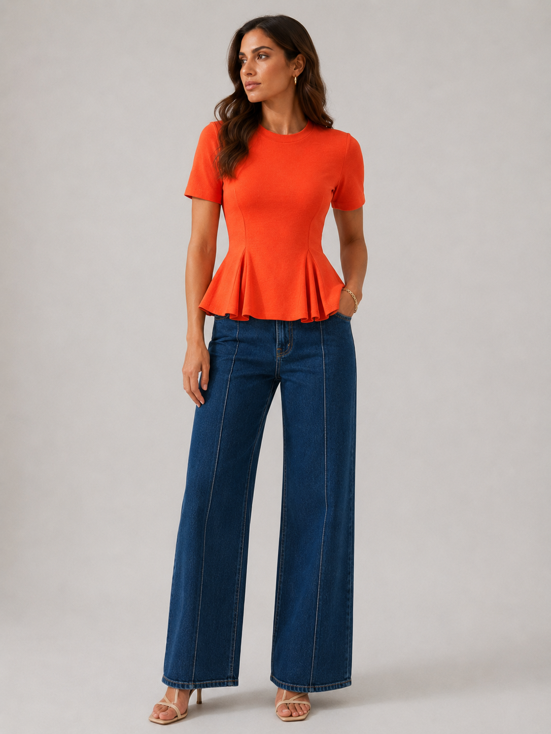 T-Shirt con baschina|Colore:Corallo
