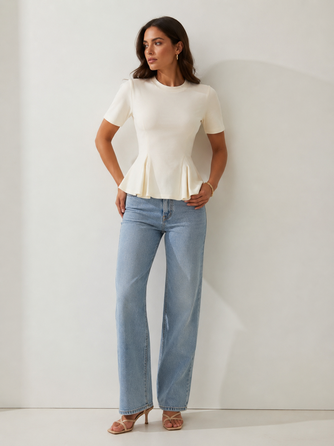 T-Shirt con baschina|Colore:Latte