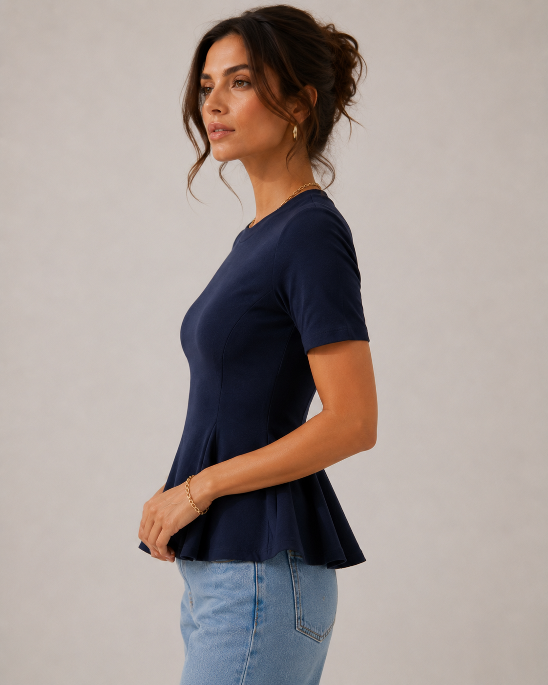T-Shirt con baschina|Colore:Blue navy