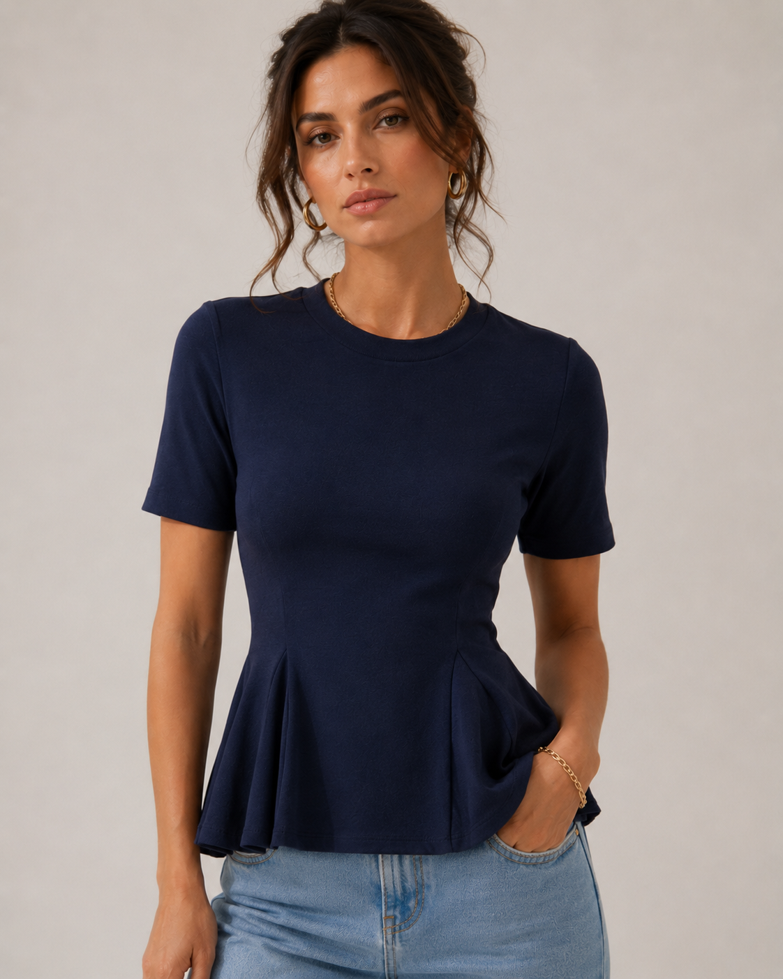 T-Shirt con baschina|Colore:Blue navy