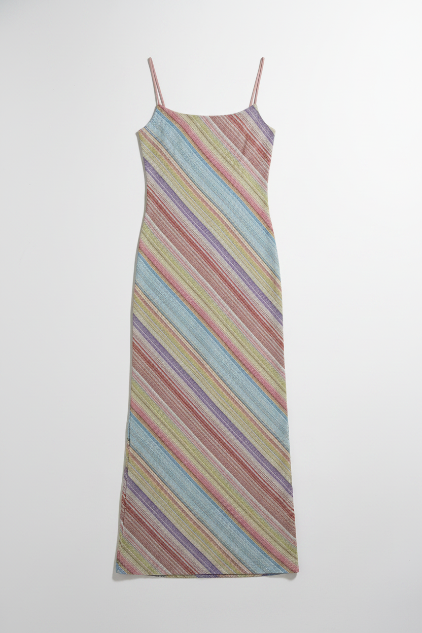 Abito lungo  lurex rainbow |Colore:Rosa antico