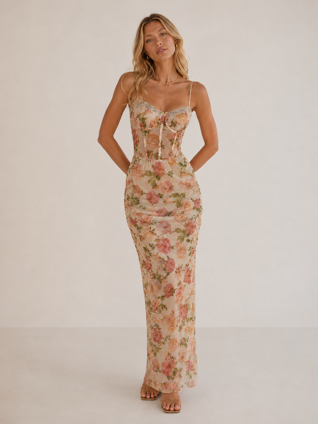 Maxi dress Rose|Colore:Beige
