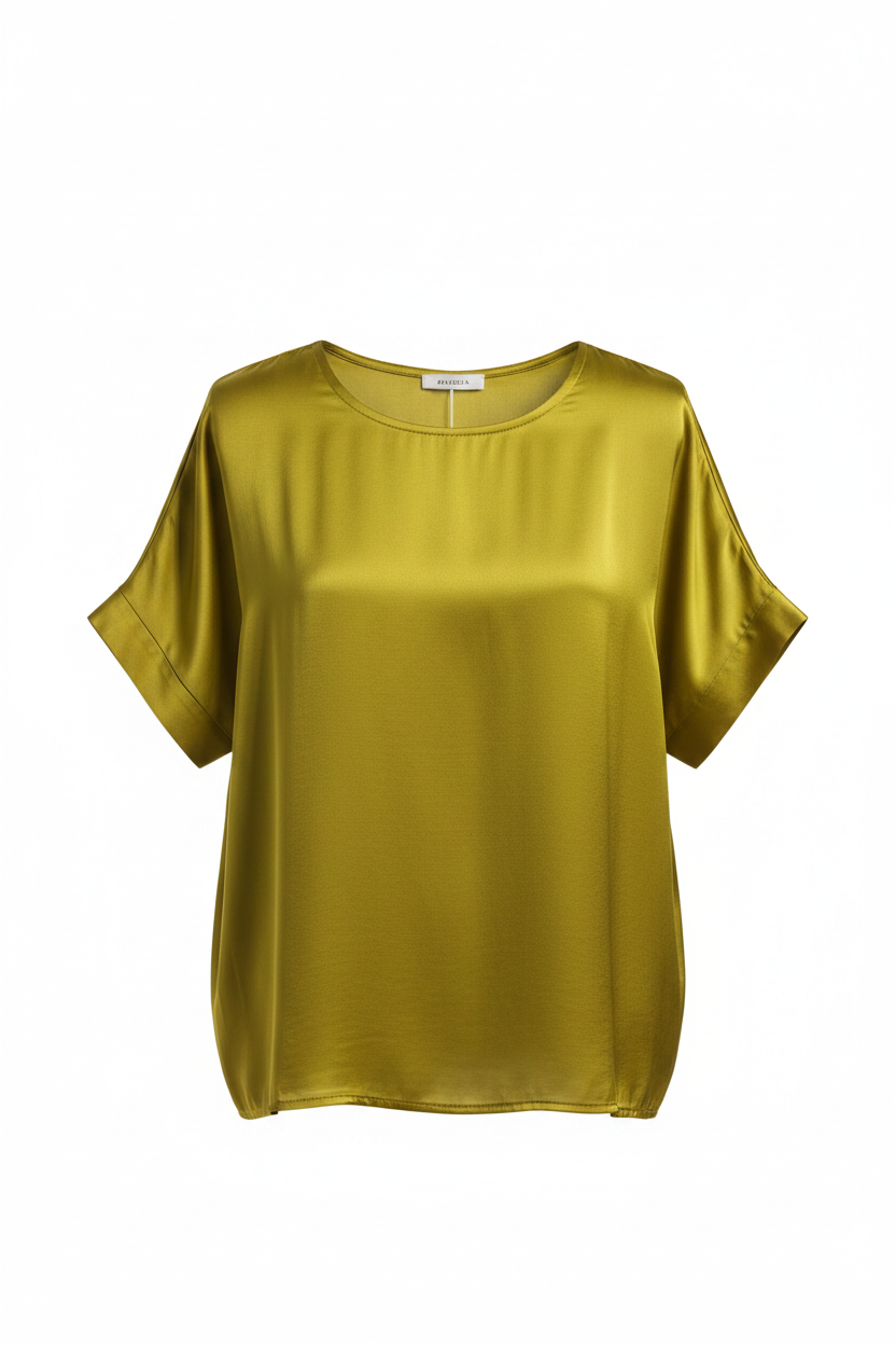 Maglia boxy in raso|Colore:Olio