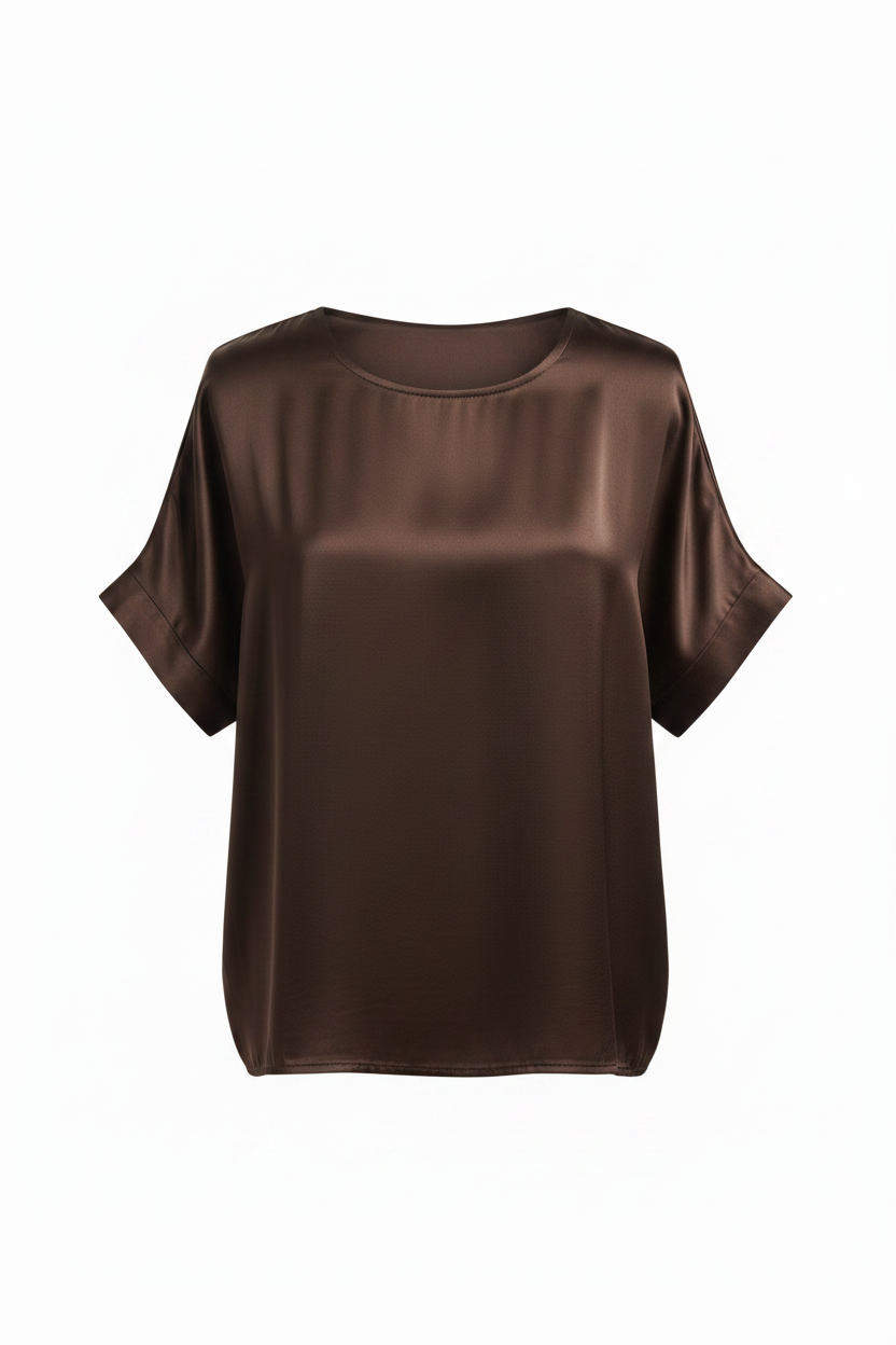 Maglia boxy in raso|Colore:Marrone