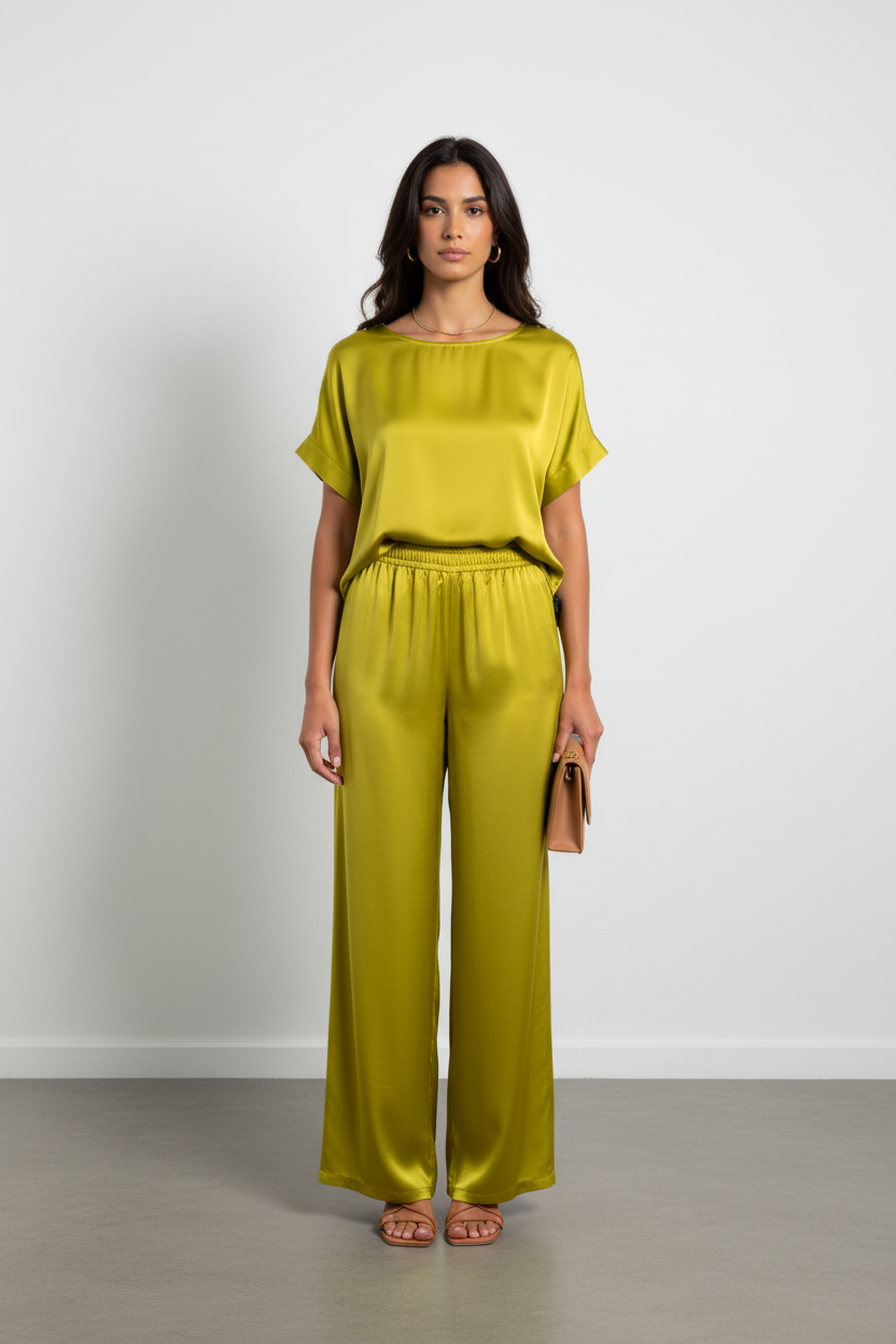 Maglia boxy in raso|Colore:Olio