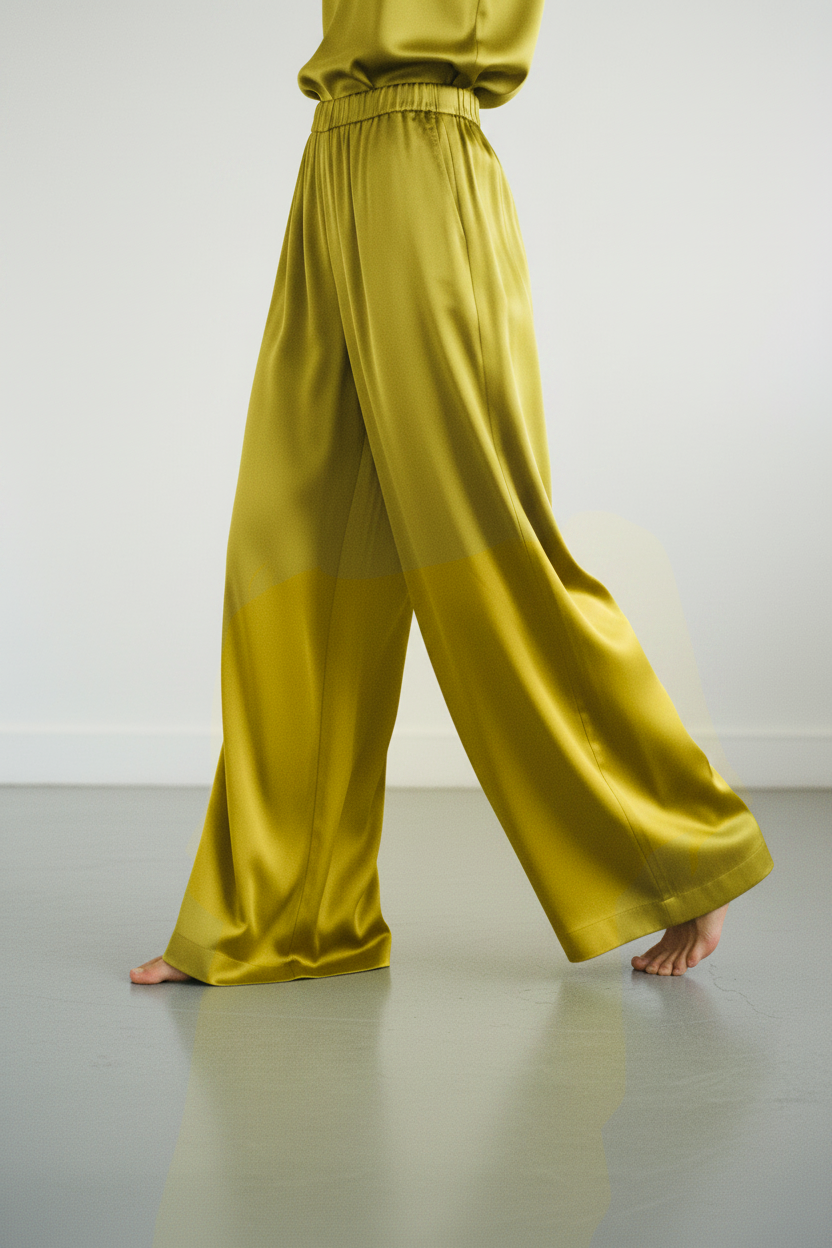Pantalone palazzo in raso |Colore:Olio