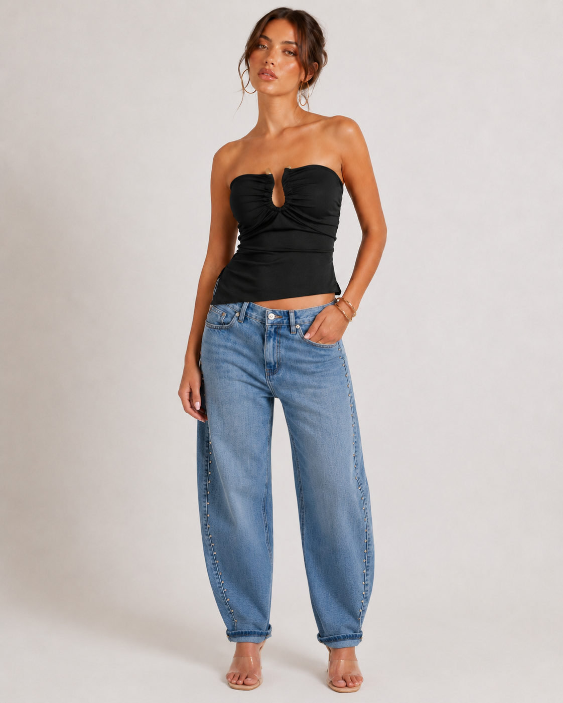 Top bustier fascia con cut-out |Colore:Nero
