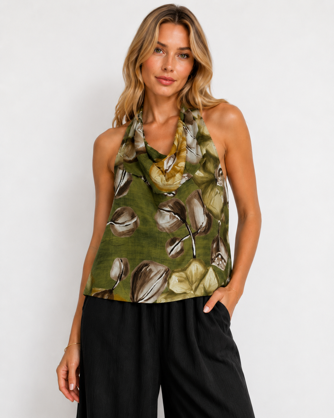 Top Halter |Colore:Verde oliva