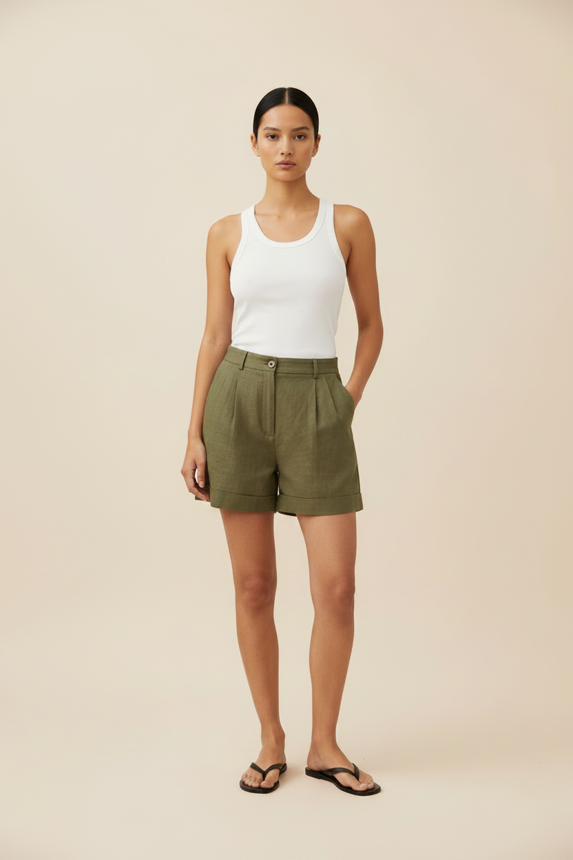 Shorts wide-leg|Colore:Militare