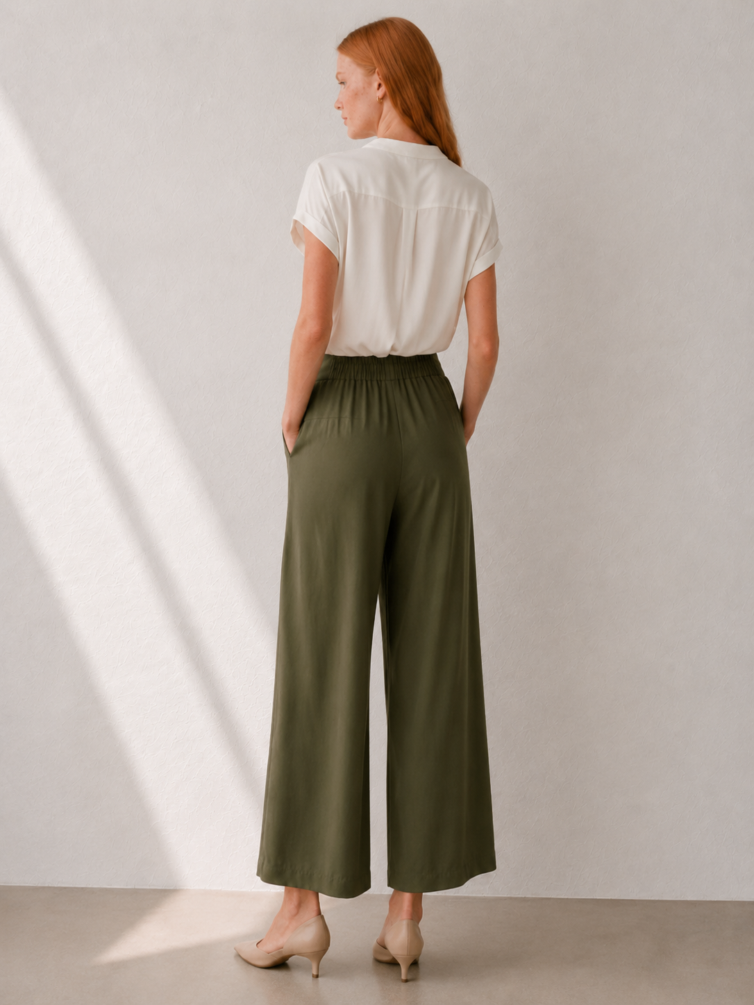 Pantalone Cropped con pince|Colore:Militare