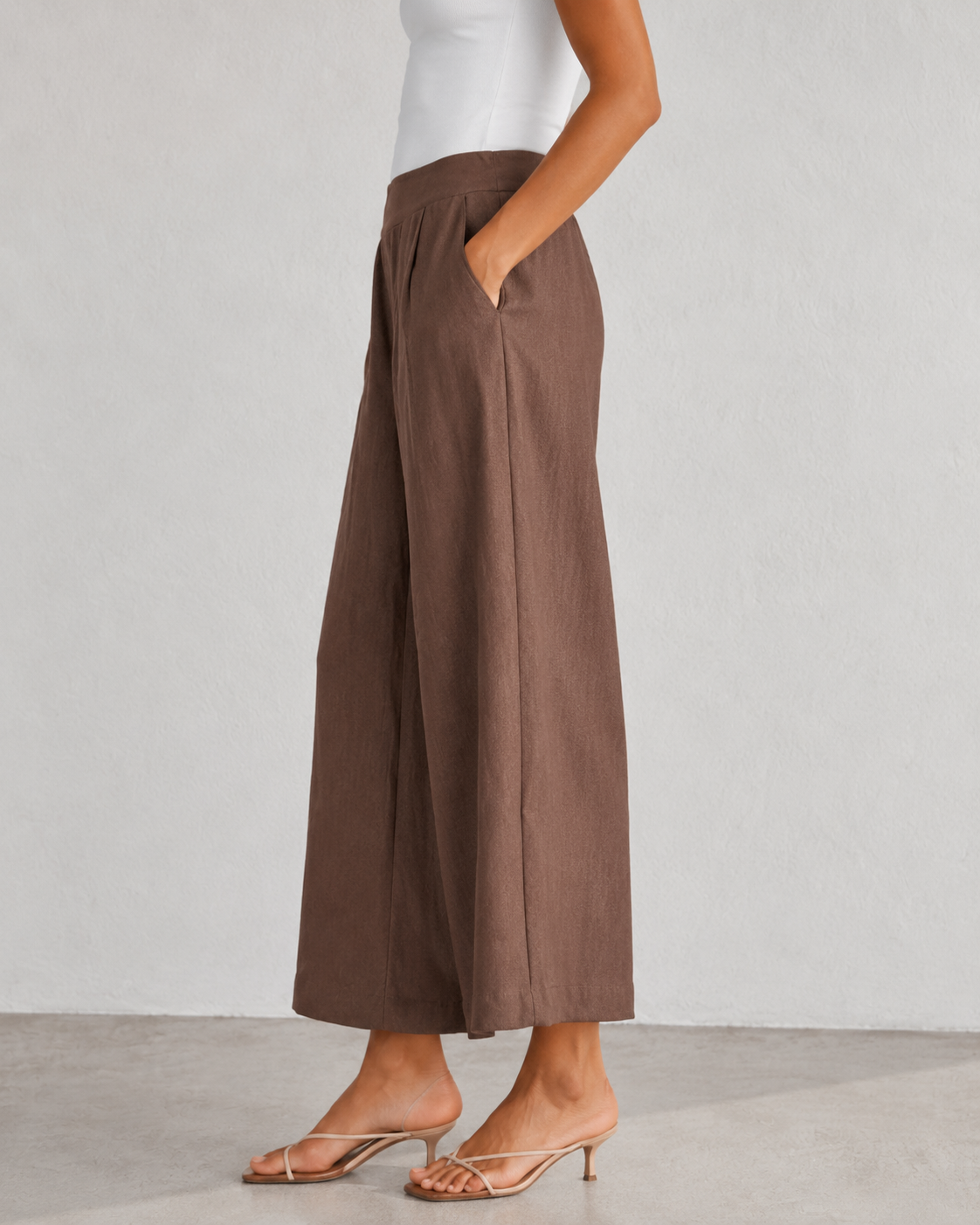 Pantalone Cropped con pince|Colore:Tabacco