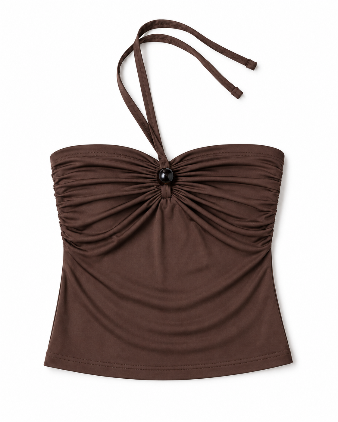 Top con accessorio sfera effetto legno|Colore:Marrone